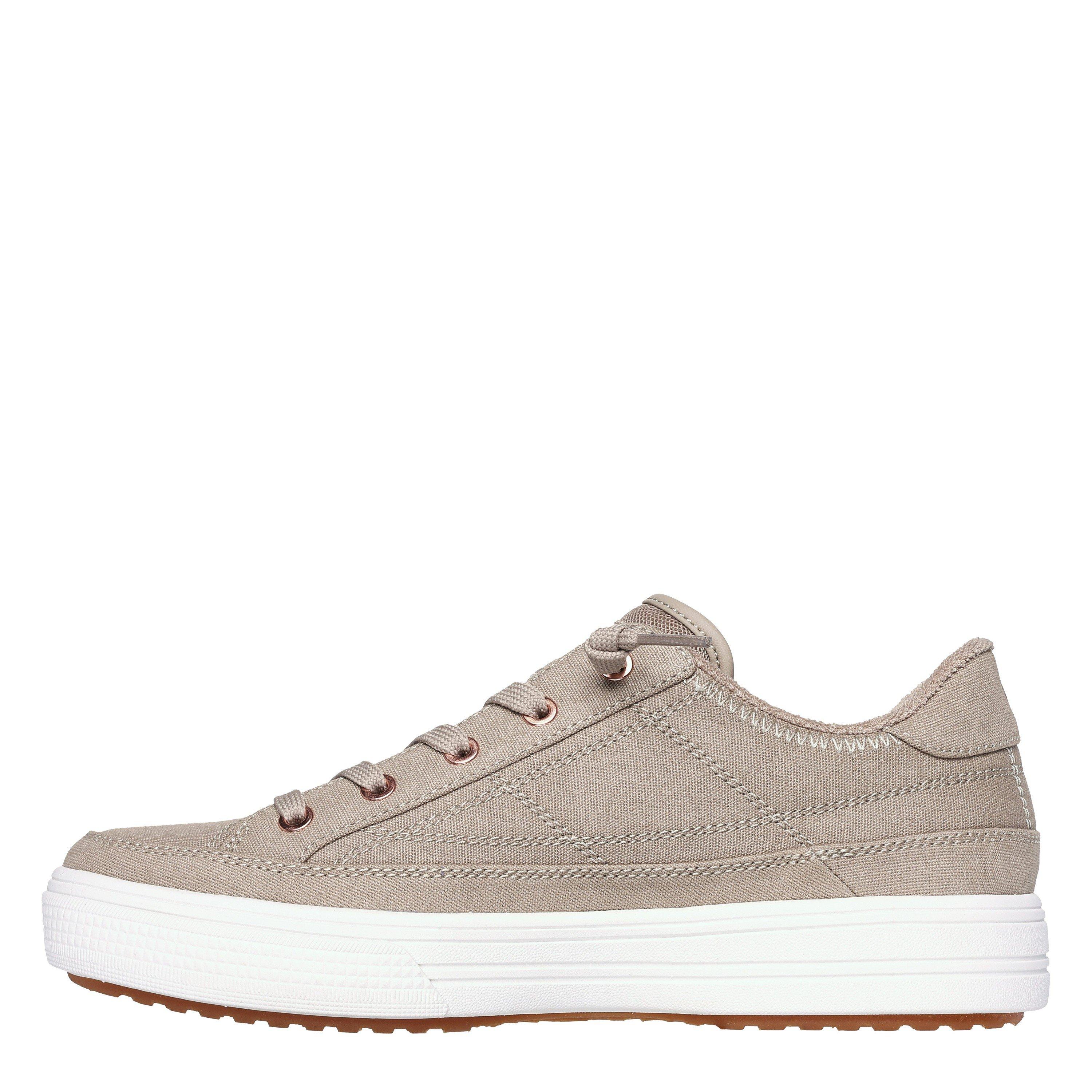 Taupe - Skechers - Arch Fit Arcade-Meet Ya There Canvas Trainers Womens - 2