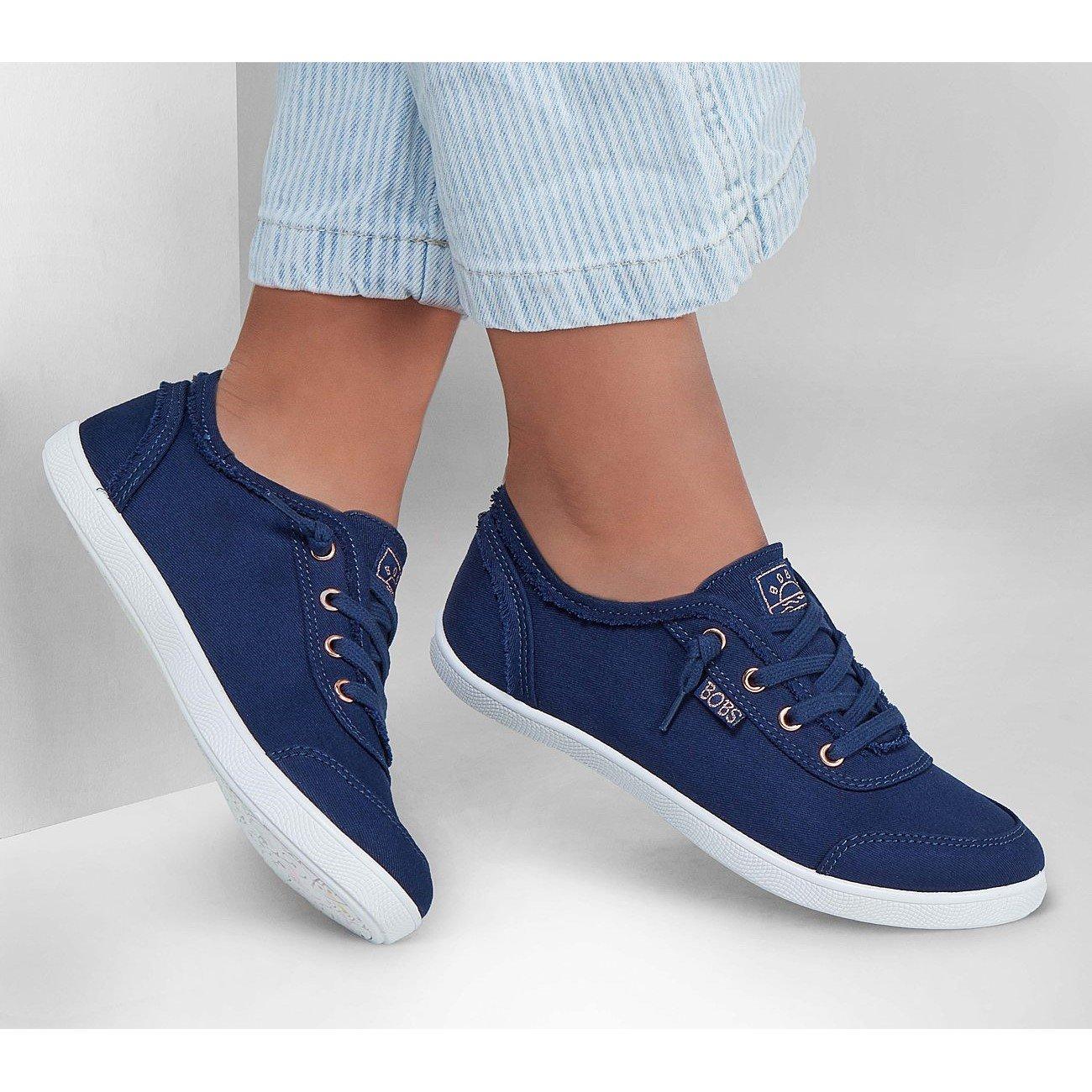 Navy - Skechers - Bobs B Cute Canvas Trainers - 6