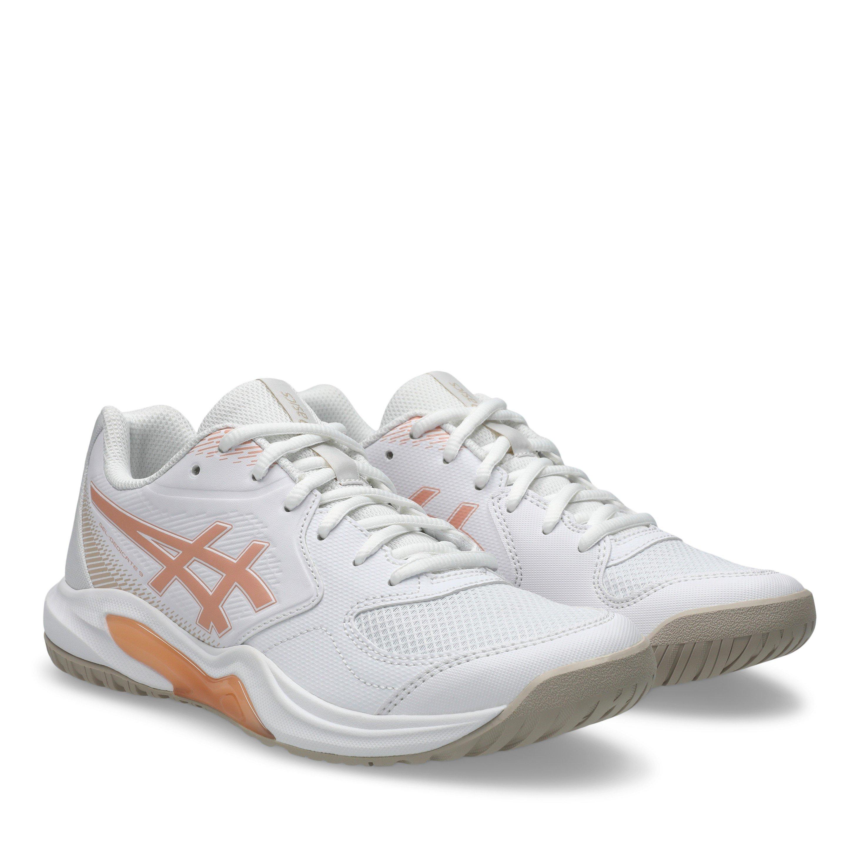 Wht/Cantaloupe - Asics - Gel-Dedicate 9 Womens Pickleball Shoes - 4