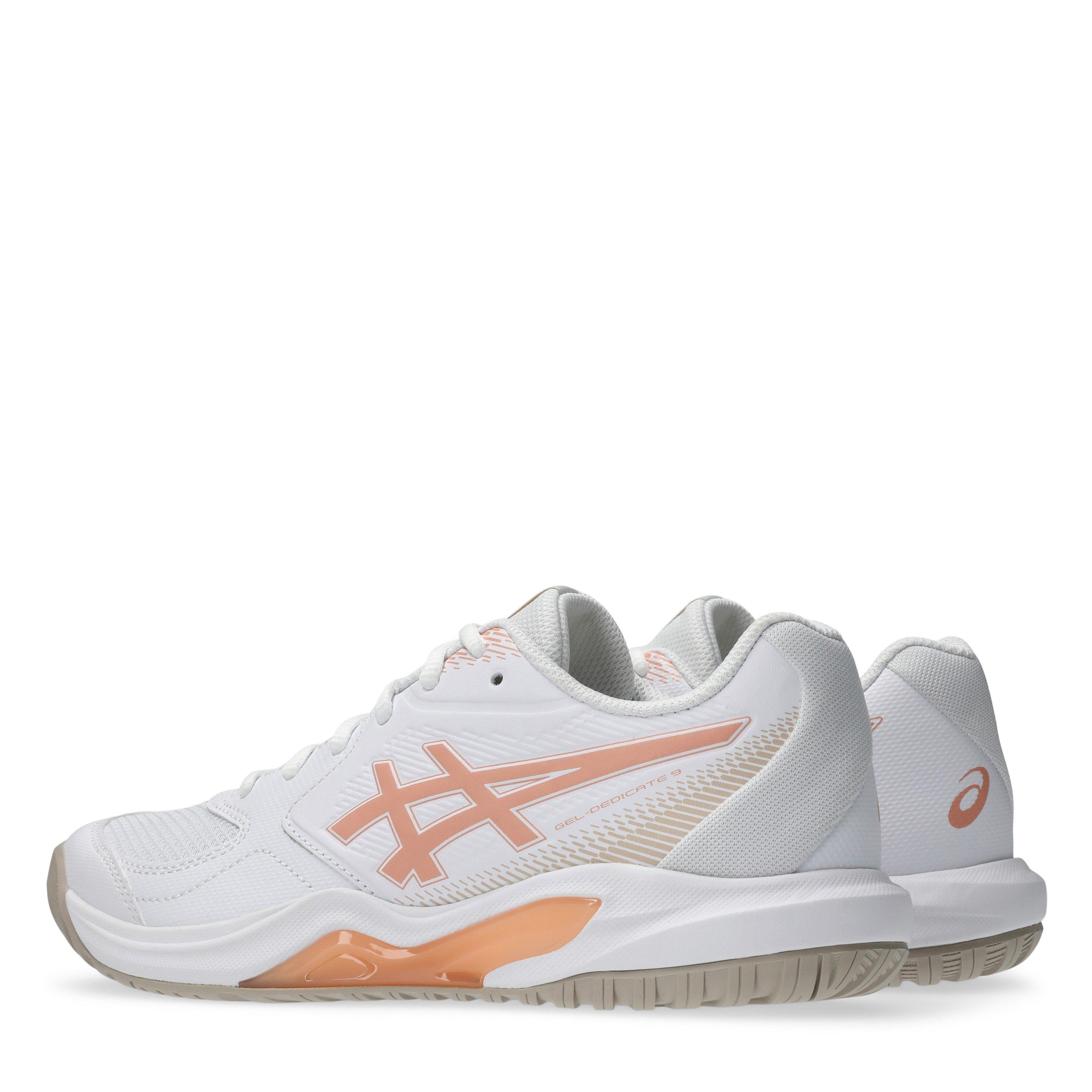 Wht/Cantaloupe - Asics - Gel-Dedicate 9 Womens Pickleball Shoes - 5