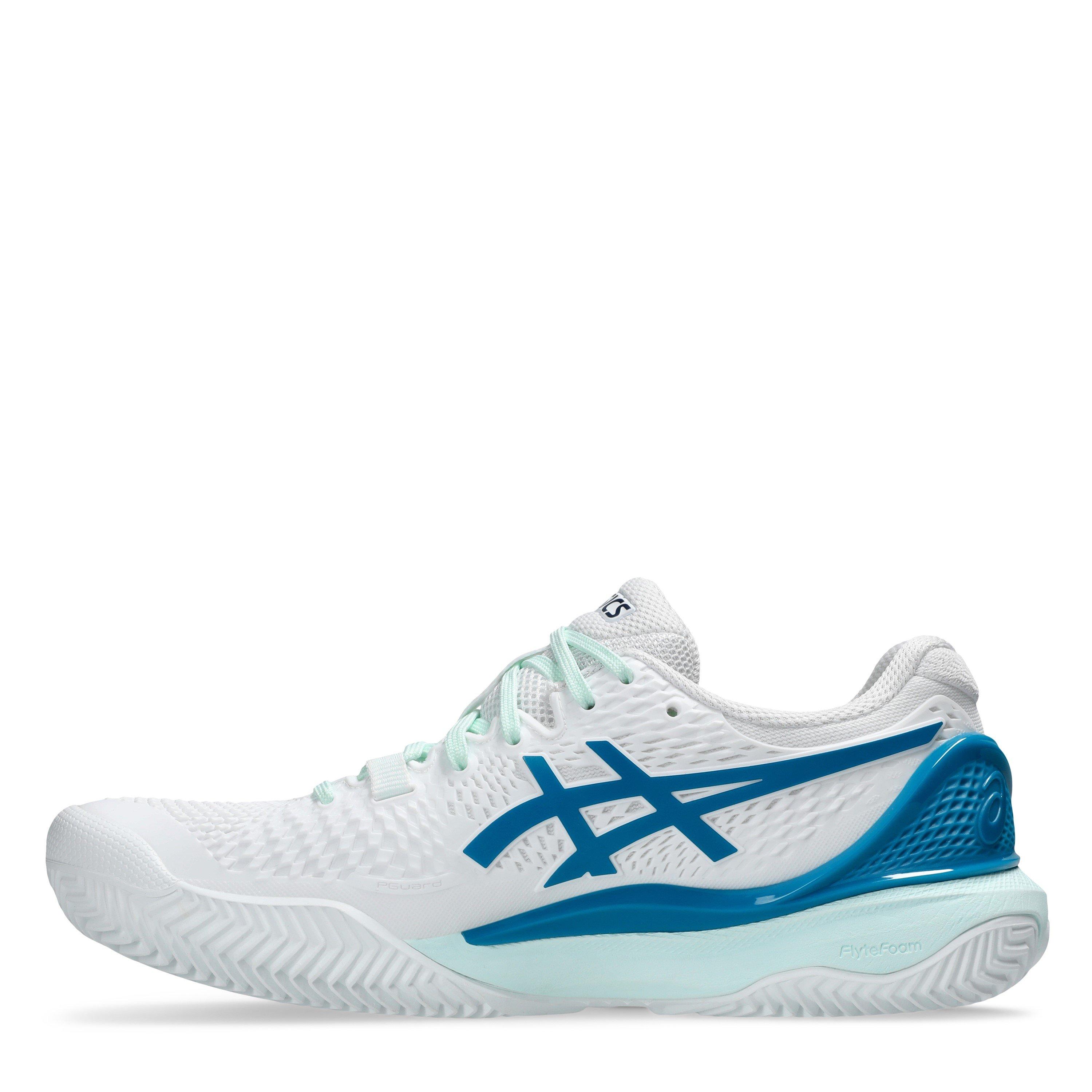 Weiß/Teal Blau - Asics - Gel-Resolution 9 Clay Women's Tennis Shoes - 2