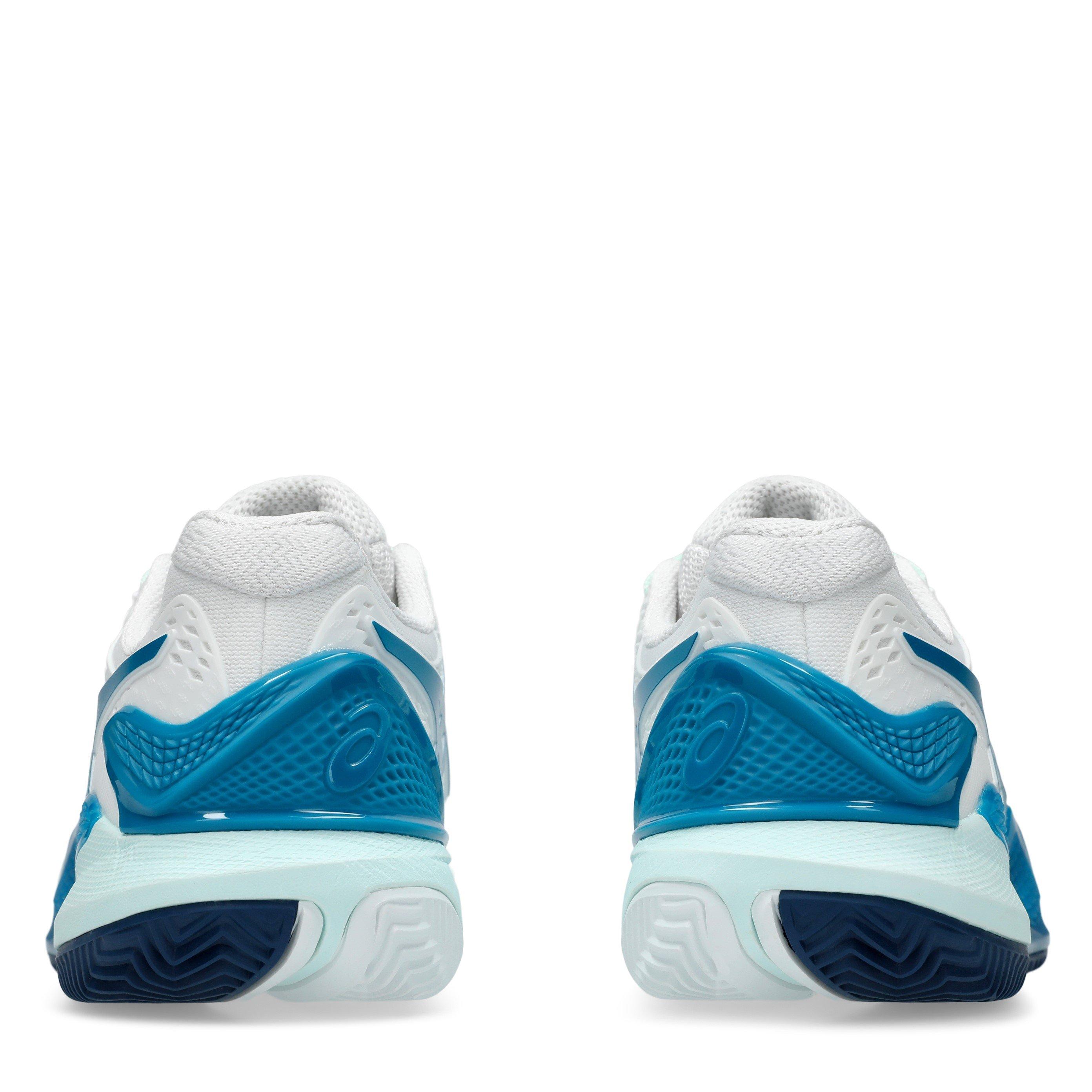 Weiß/Teal Blau - Asics - Gel-Resolution 9 Clay Women's Tennis Shoes - 7