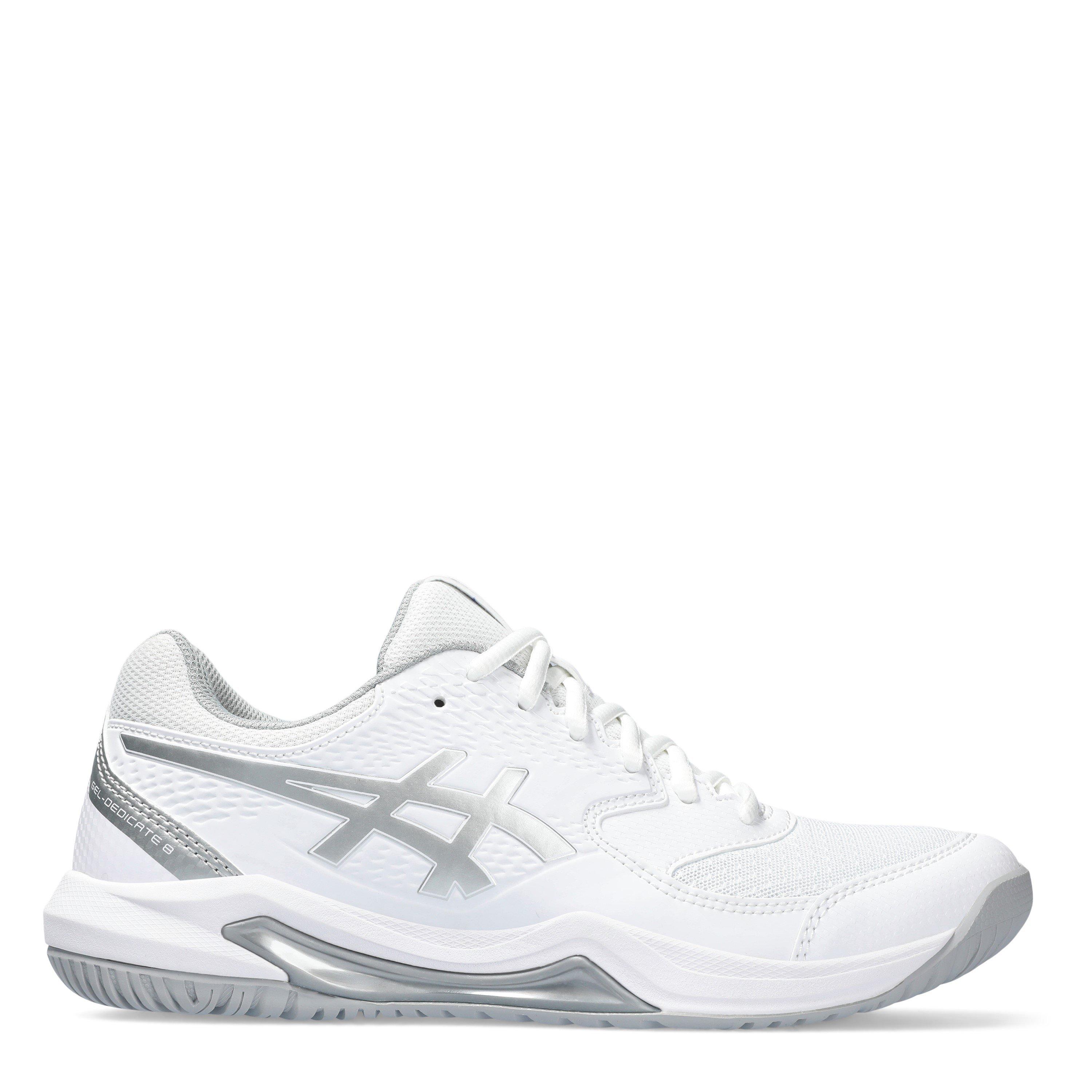 Branco/Prateado - Asics - Gel-Dedicate 8 Tennis Shoes Womens - 1