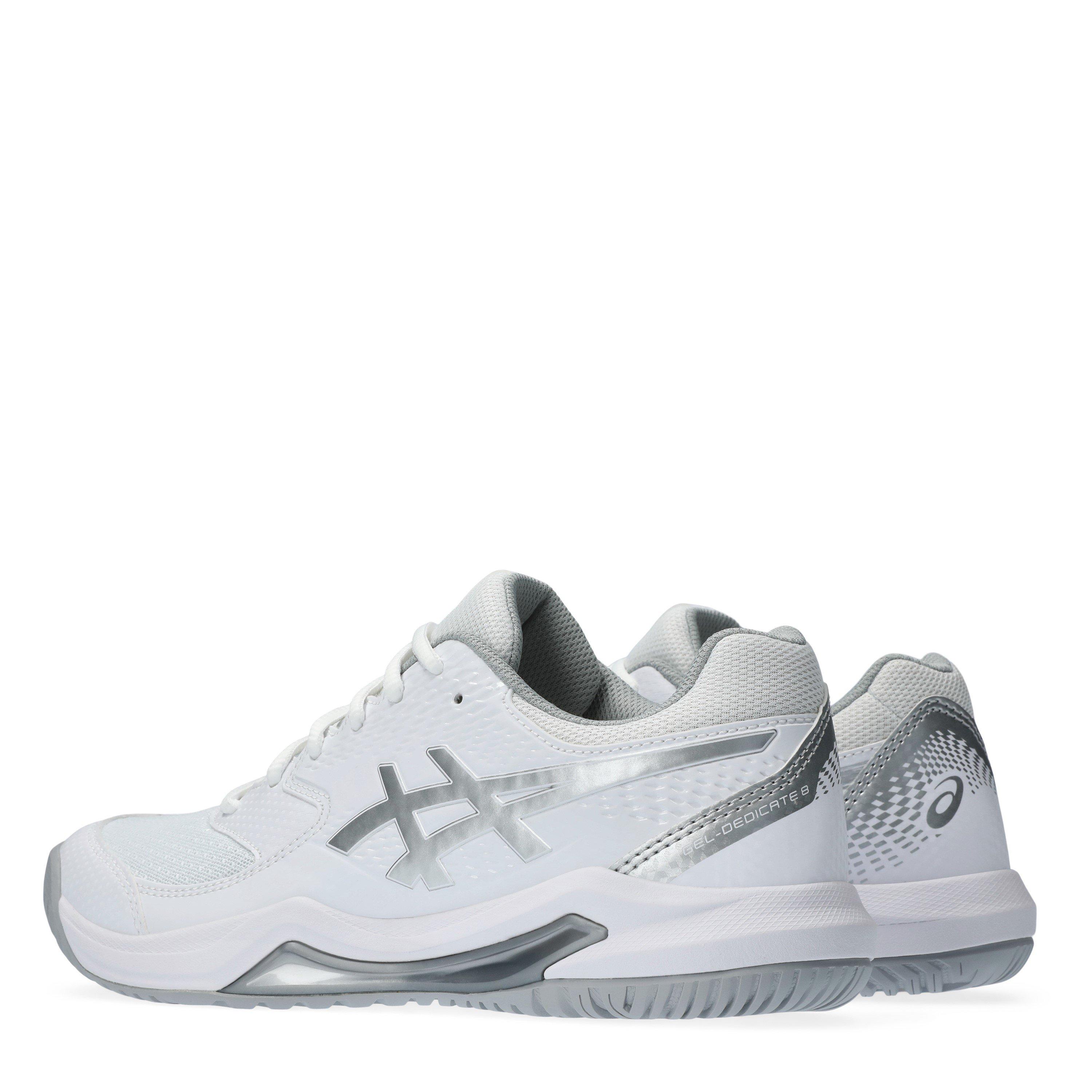Weiß/Silber - Asics - Gel-Dedicate 8 Tennis Shoes Womens - 5