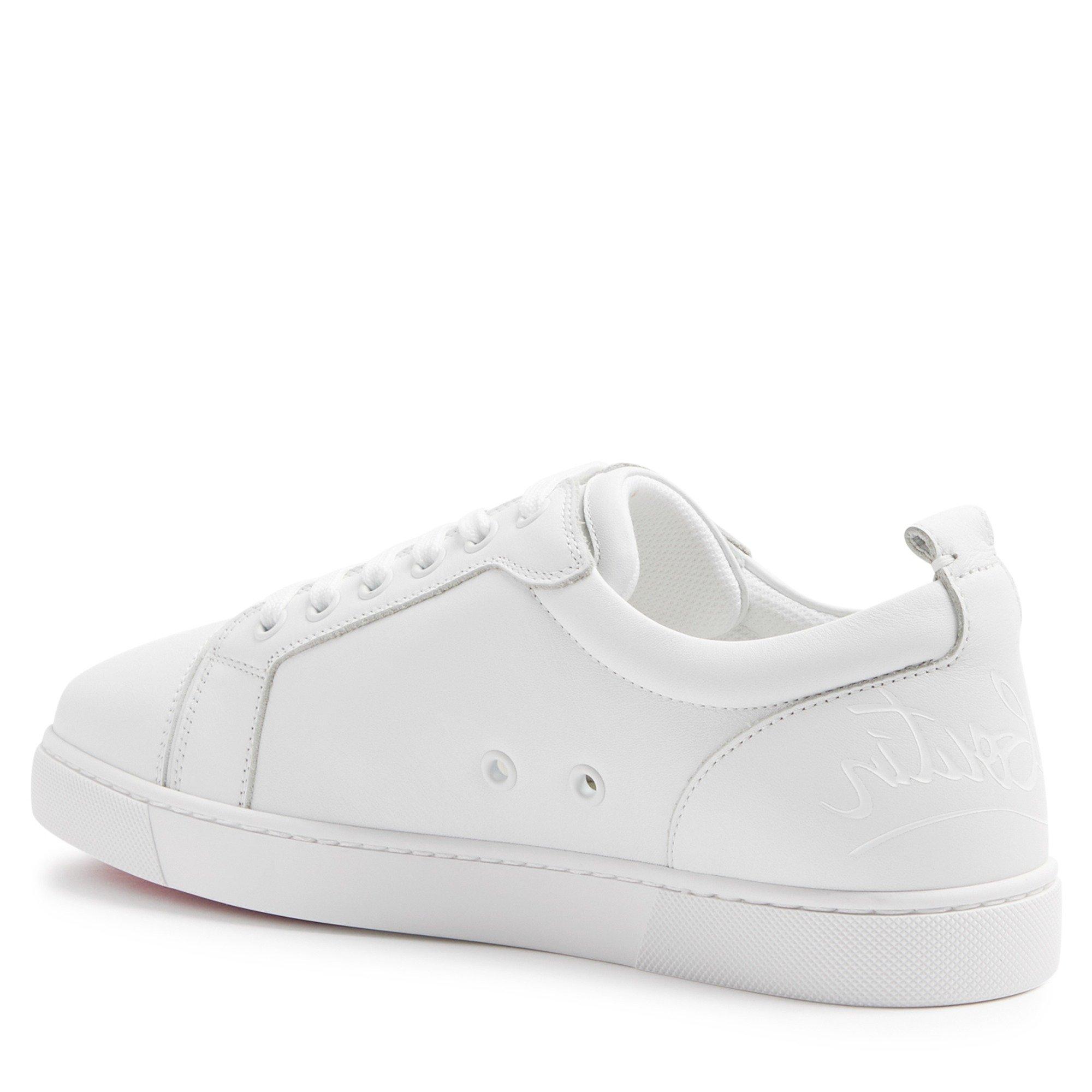 WHITE - Christian Louboutin - Women's Fun Louise Leather Low-Top Trainers - 2