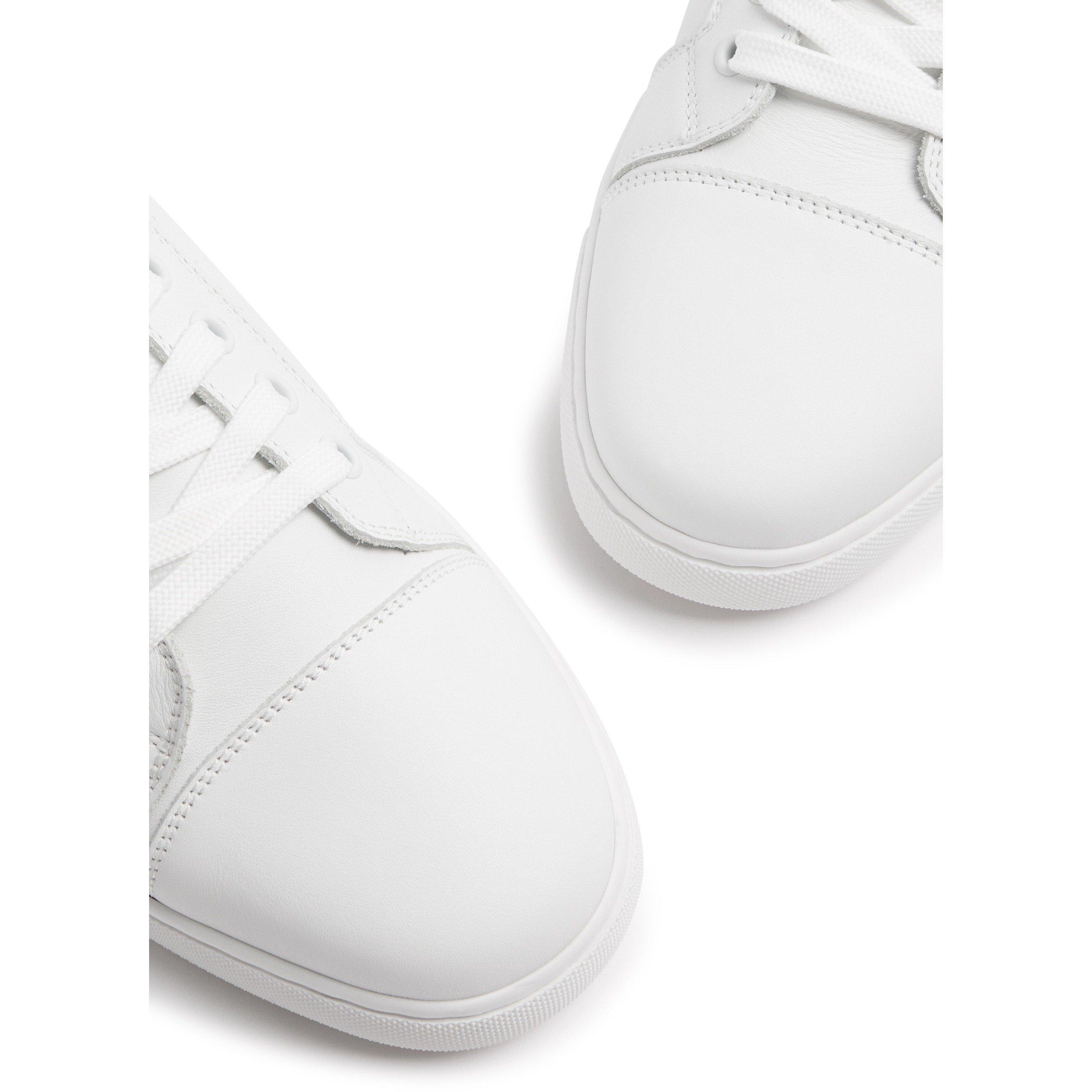 WHITE - Christian Louboutin - Women's Fun Louise Leather Low-Top Trainers - 4