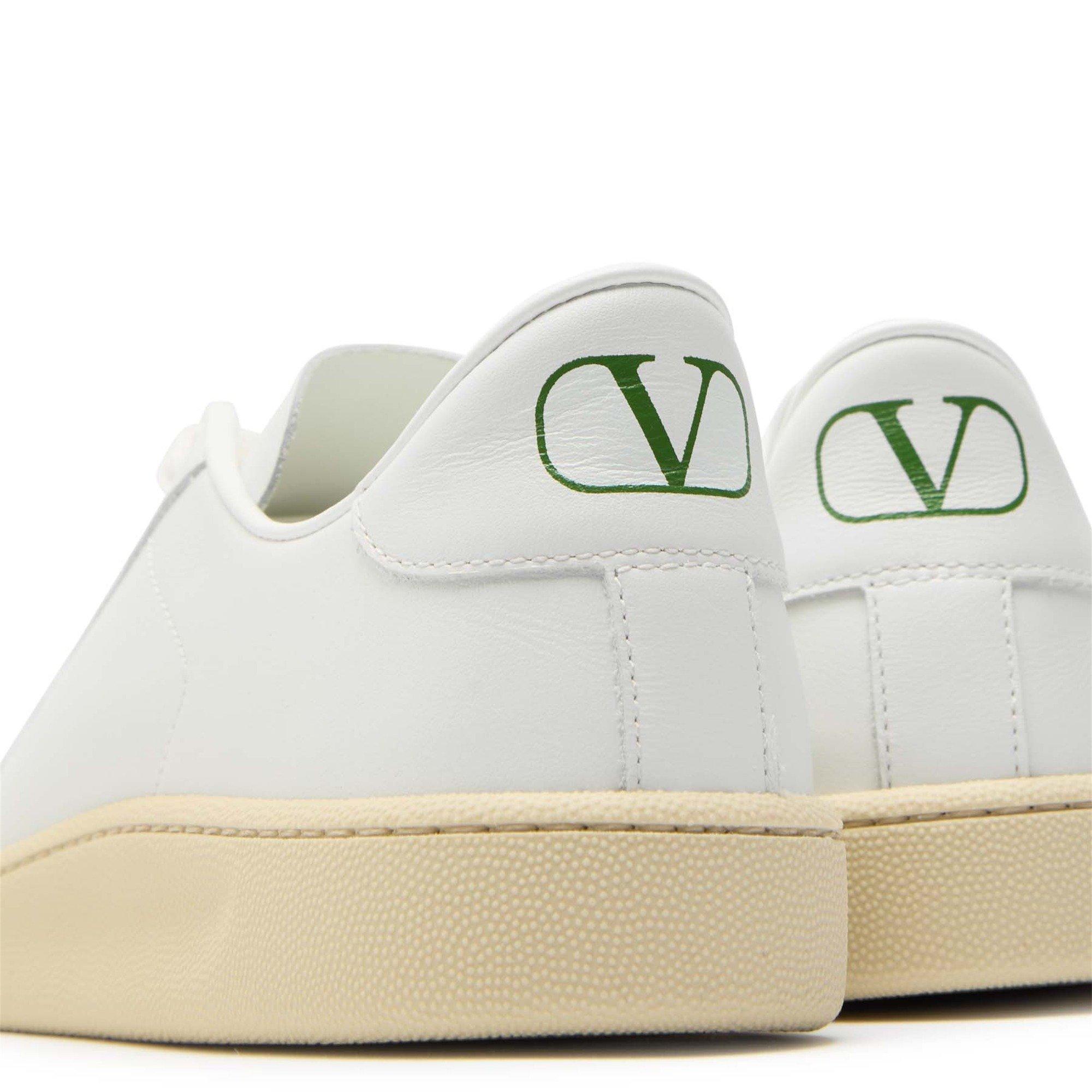 WHITE AND GREEN - Valentino - Women's Royco Leather Low-Top Trainers - 5