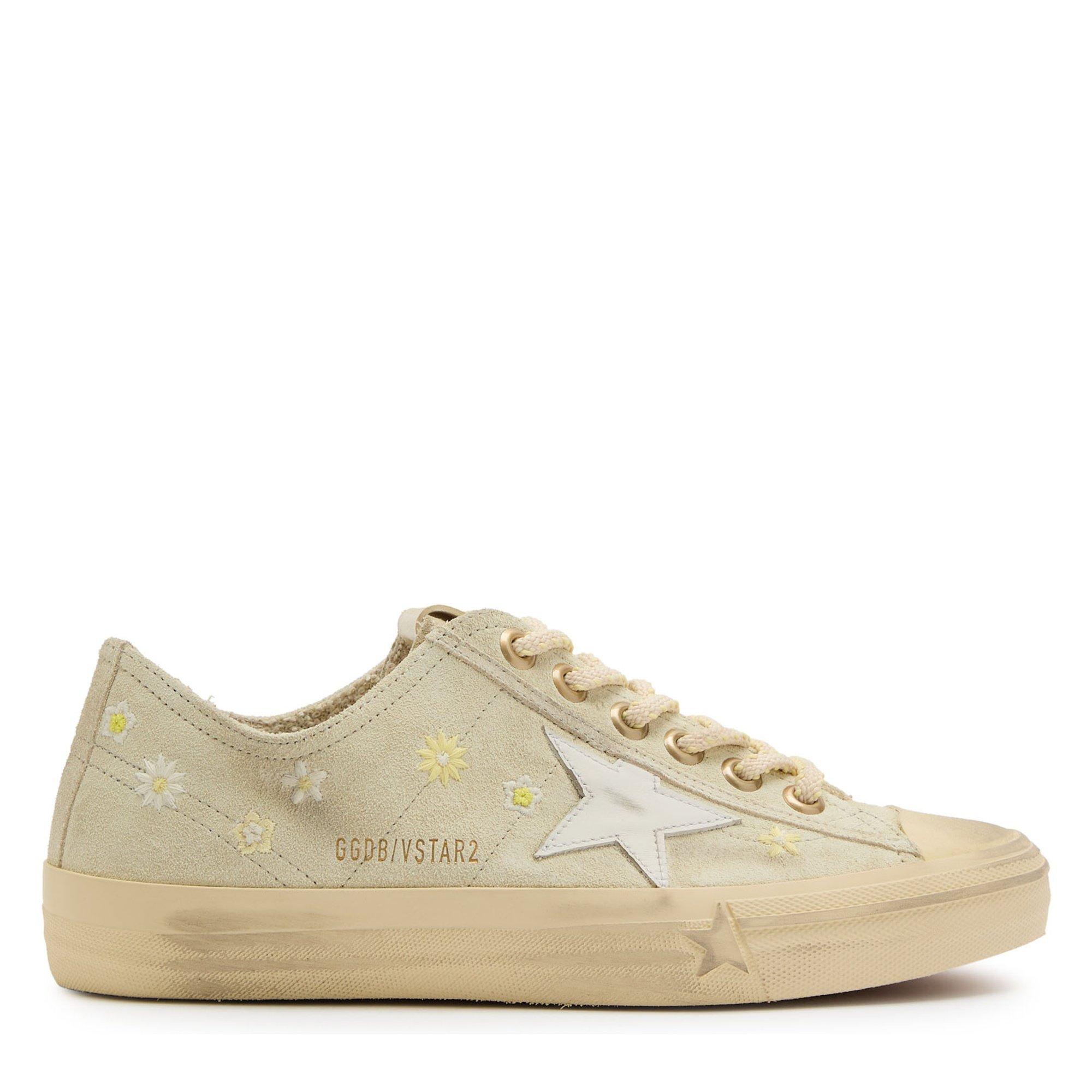 BEIGE AND OTHER - Golden Goose - V-STAR 2 SUEDE FLOWERS - 1