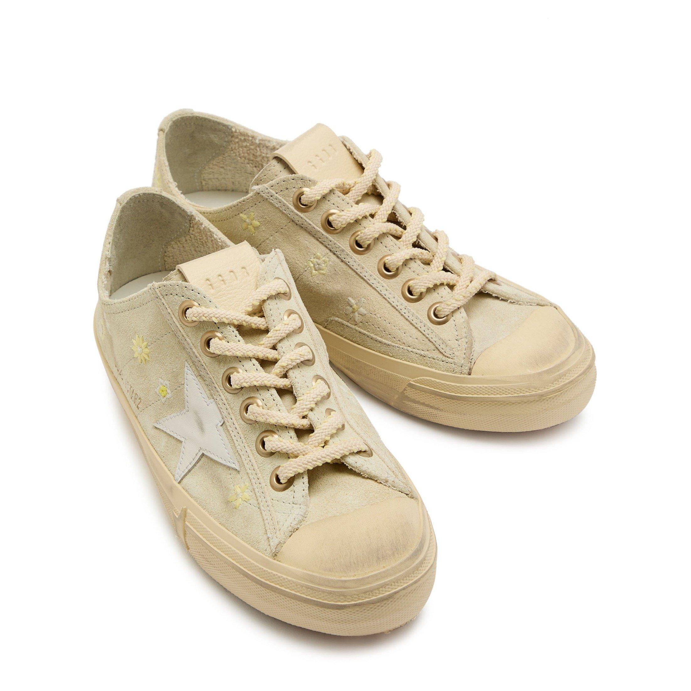 BEIGE AND OTHER - Golden Goose - V-STAR 2 SUEDE FLOWERS - 3
