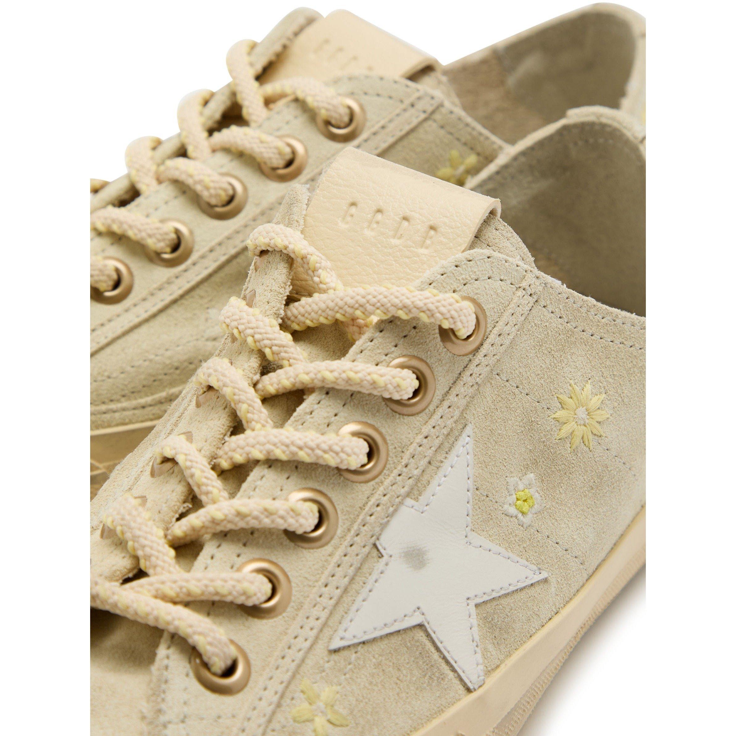 BEIGE AND OTHER - Golden Goose - V-STAR 2 SUEDE FLOWERS - 4