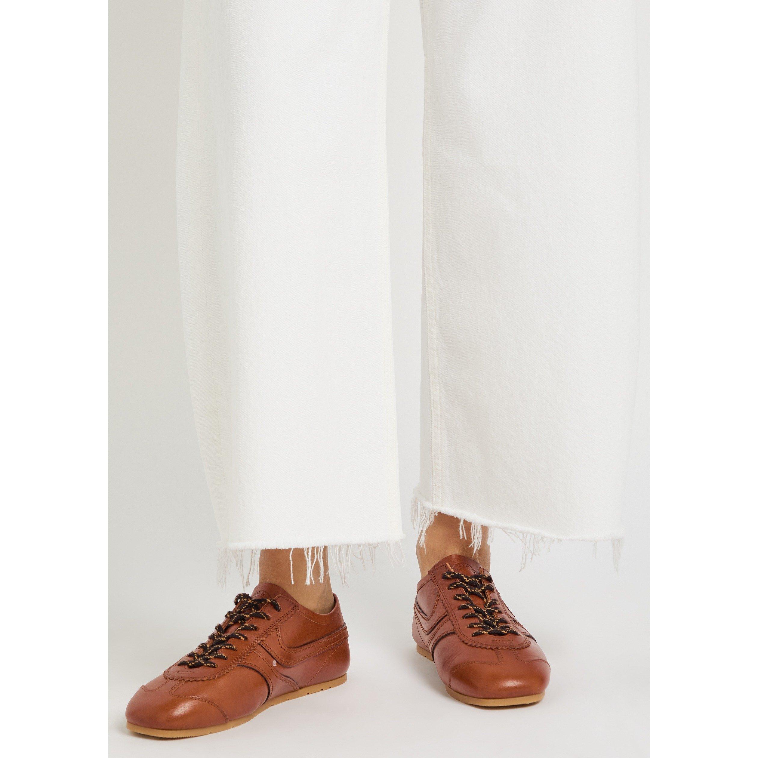 TAN - Dries Van Noten - Women's Dustin Leather Low-Top Trainers - 3
