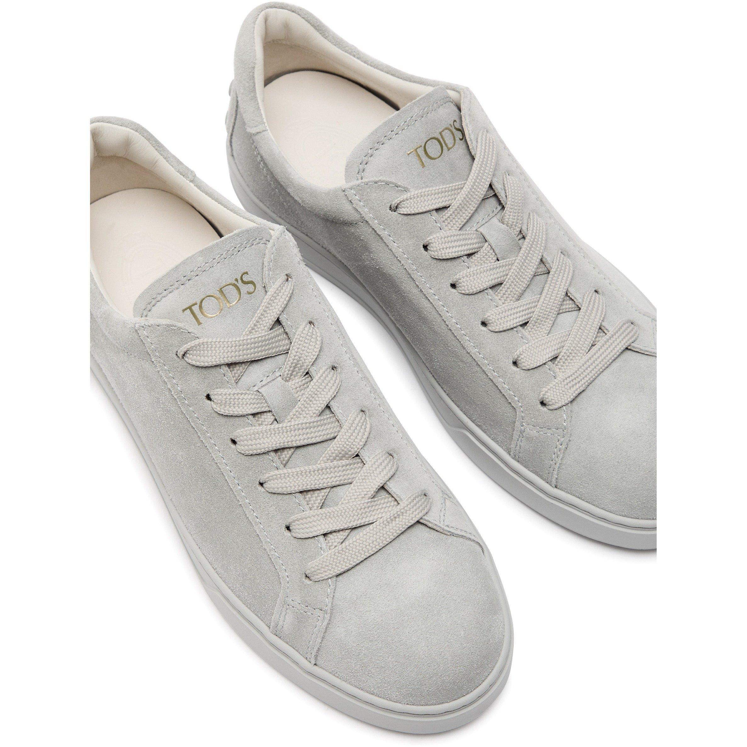 LIGHT GREY - Tods - Women's Elisa Suede Low-Top Trainers - 3