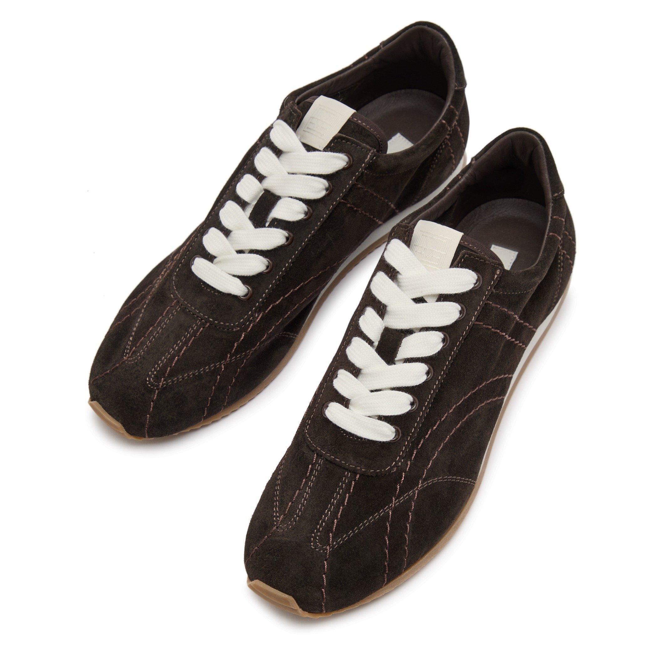 BLACK - Toteme - Women's Flex Suede Low-Top Trainers - 4