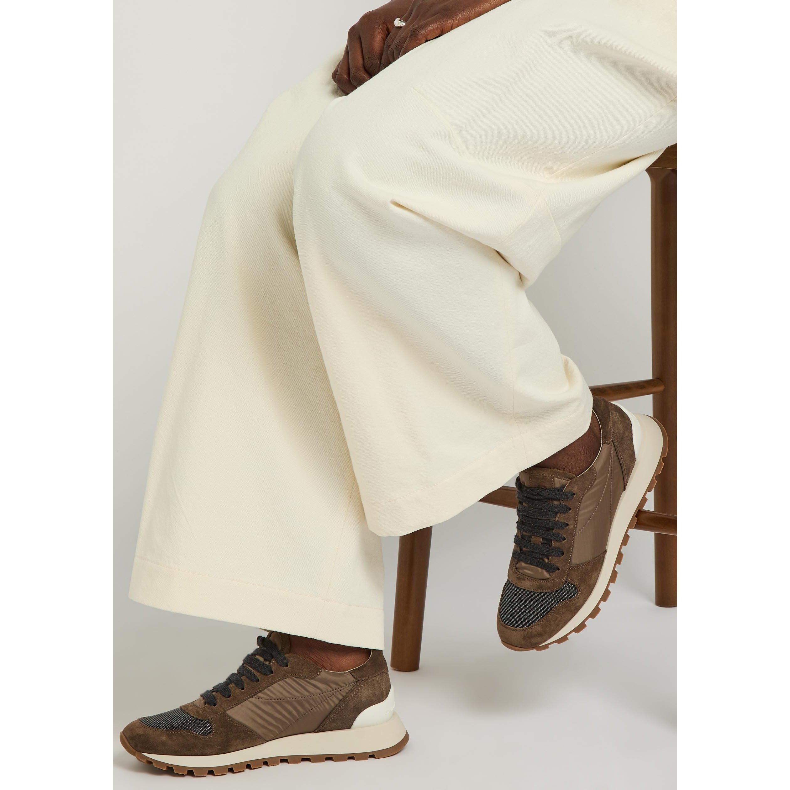 BROWN - Brunello Cucinelli - Women's Suede Low-Top Trainers - 3