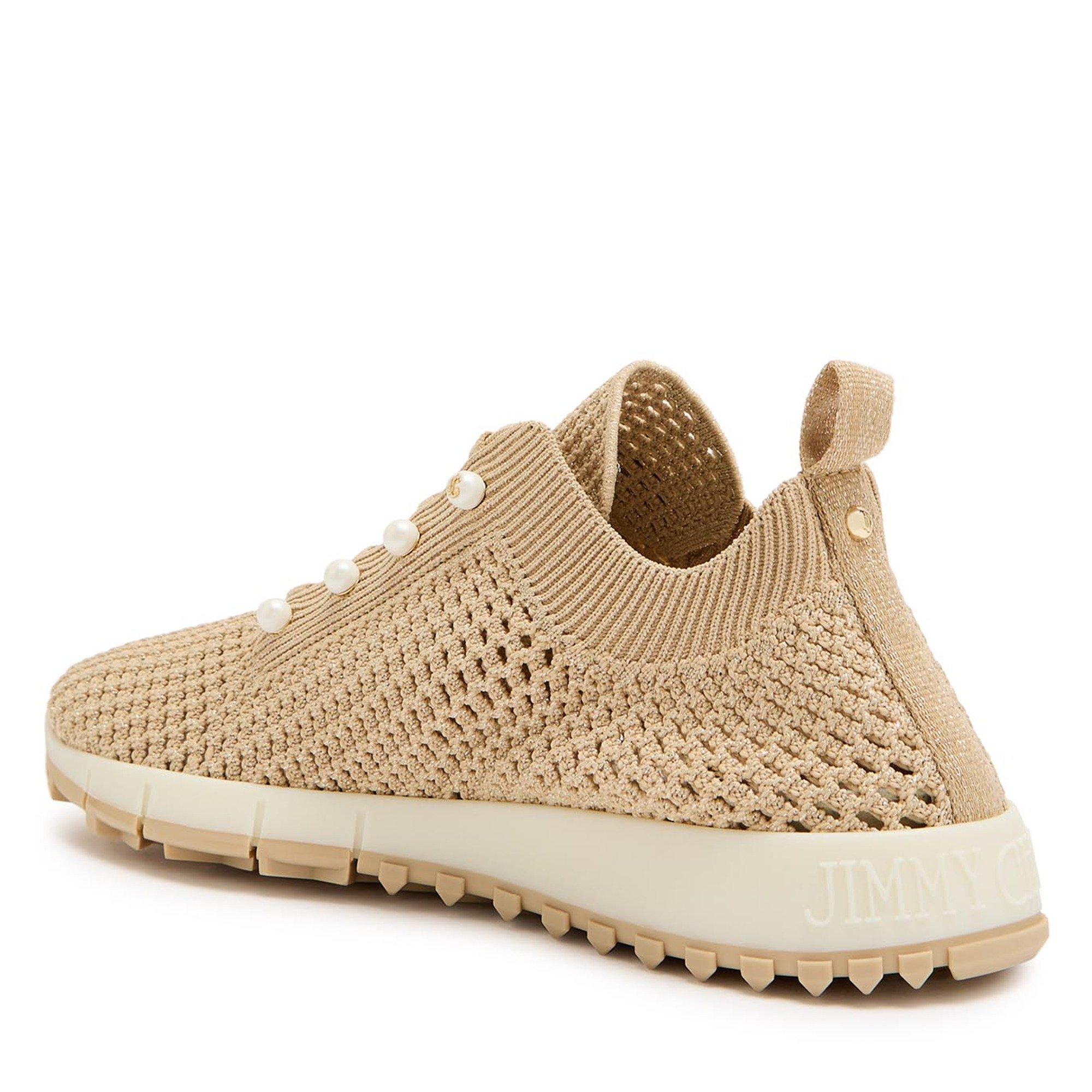 GOLD - Jimmy Choo - Women's Veles Mesh Knit Low-Top Trainers - 2
