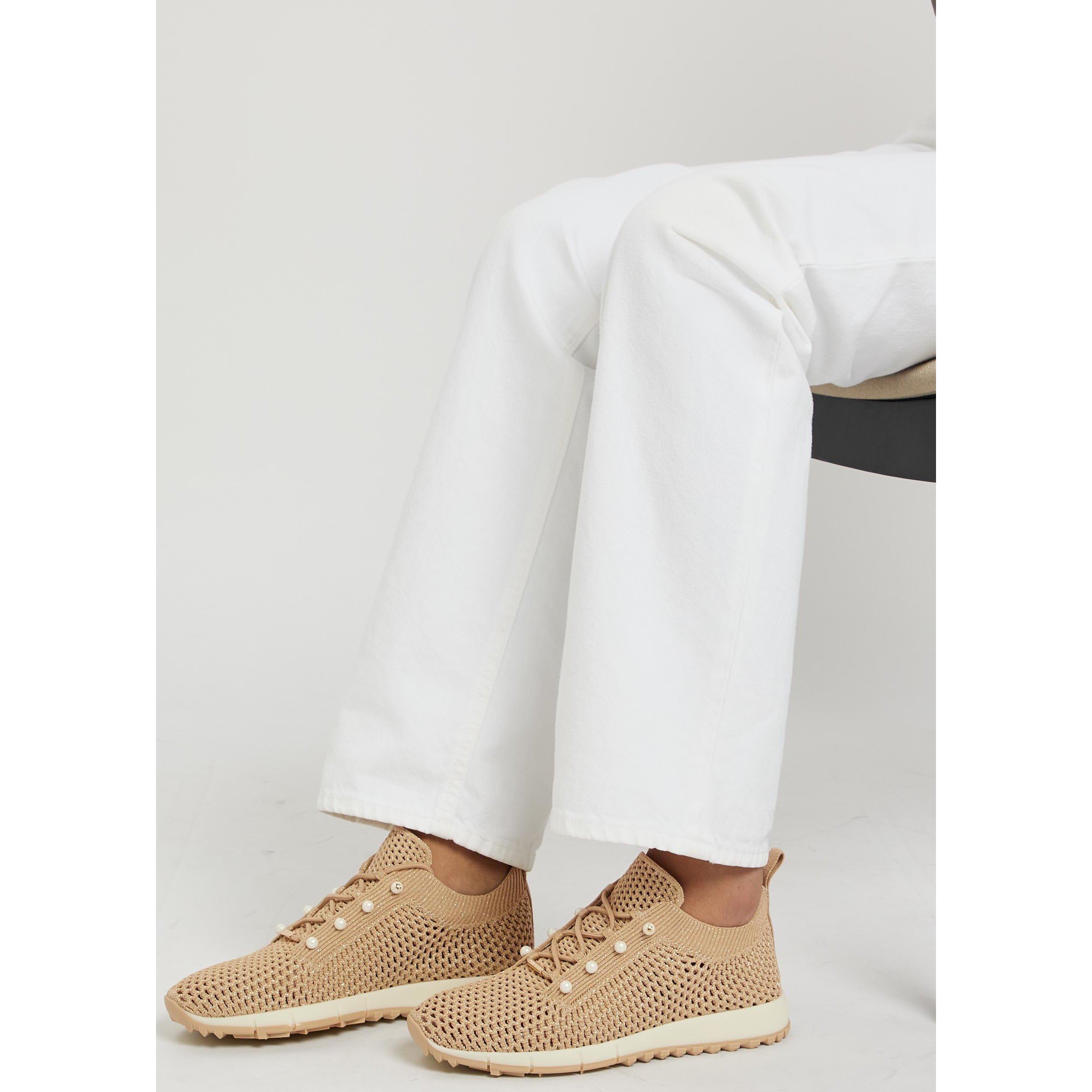 GOLD - Jimmy Choo - Women's Veles Mesh Knit Low-Top Trainers - 3