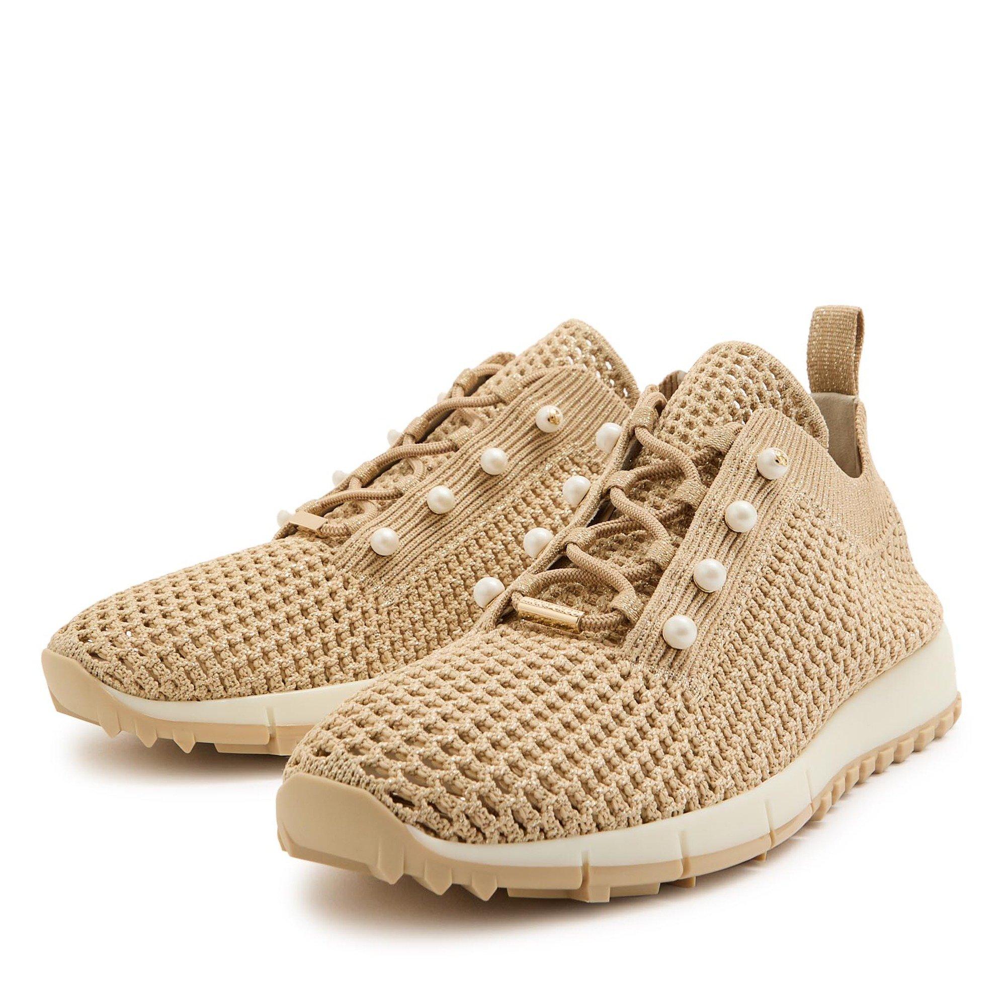GOLD - Jimmy Choo - Women's Veles Mesh Knit Low-Top Trainers - 4