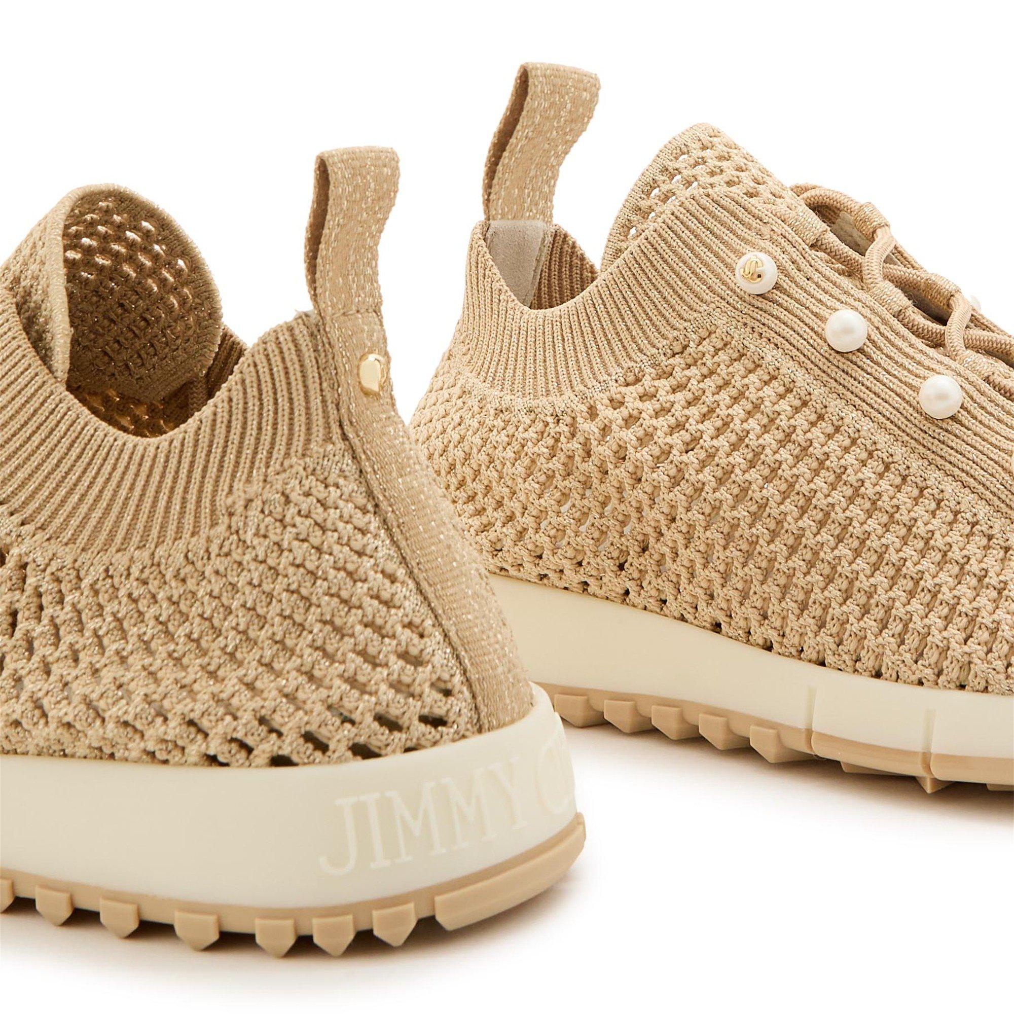 GOLD - Jimmy Choo - Women's Veles Mesh Knit Low-Top Trainers - 5