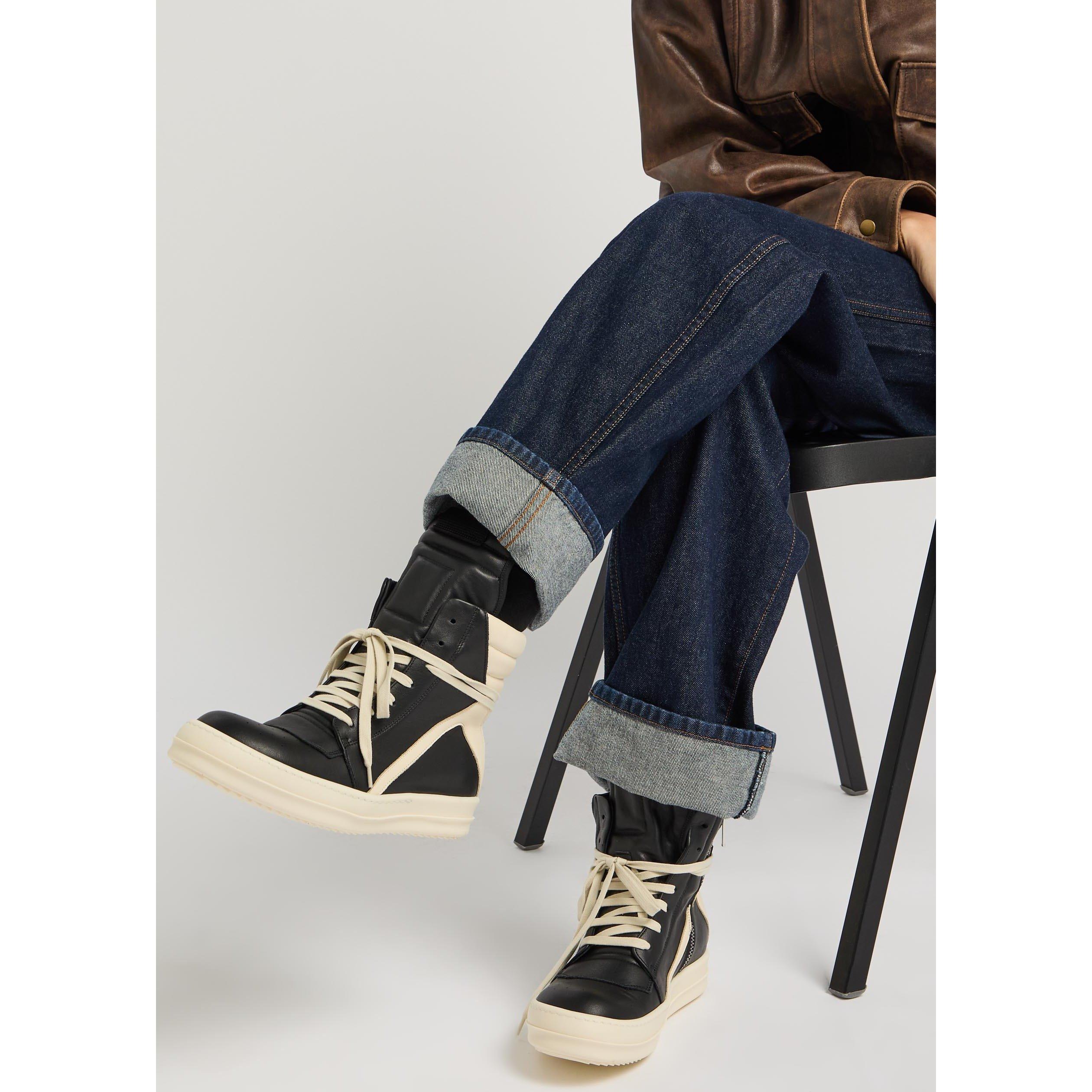 BLACK OTHER - Rick Owens - Women's Geobasket Leather High-Top Trainers - 3