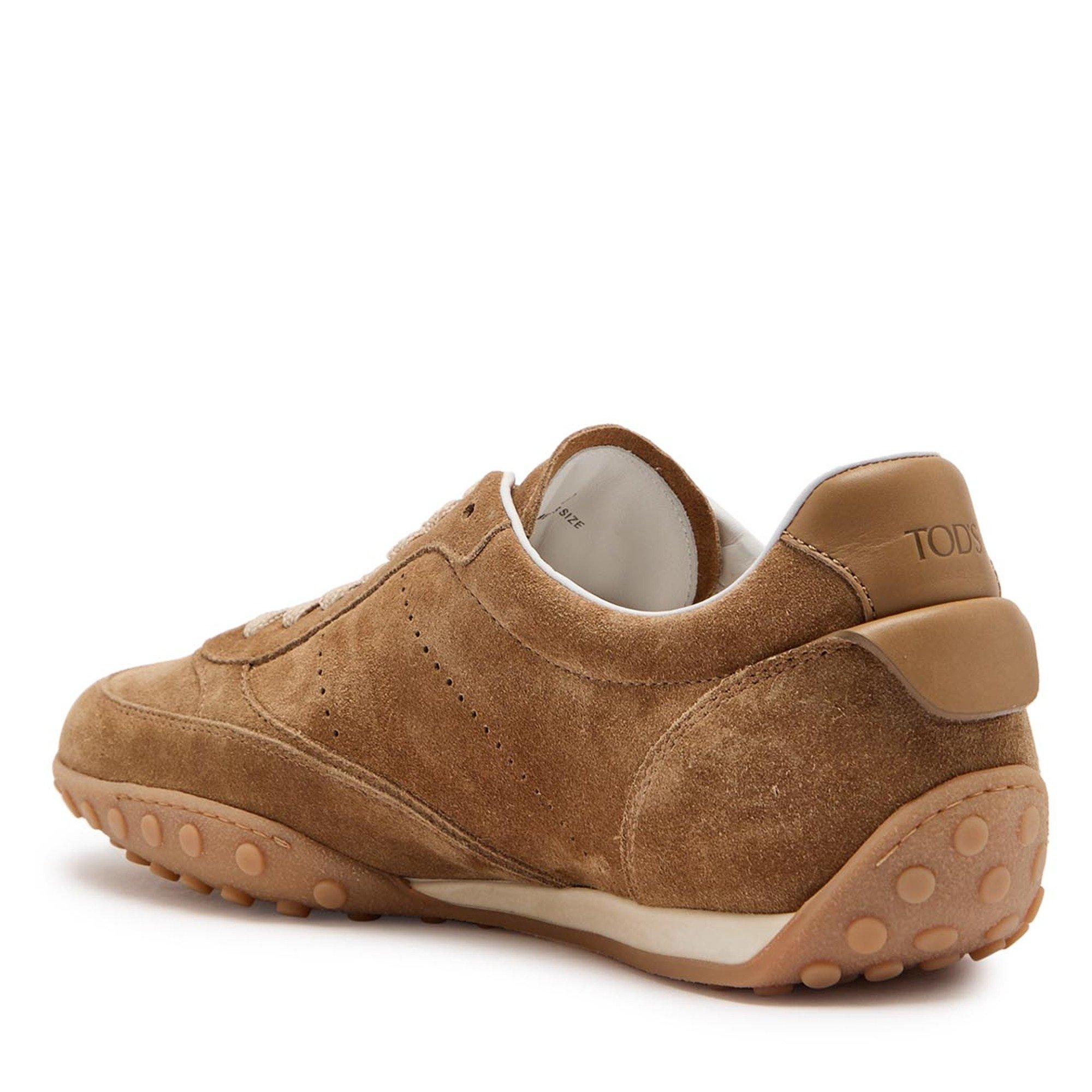 BROWN - Tods - Women's Sportiva Allacciata Suede Low-Top Trainers - 2