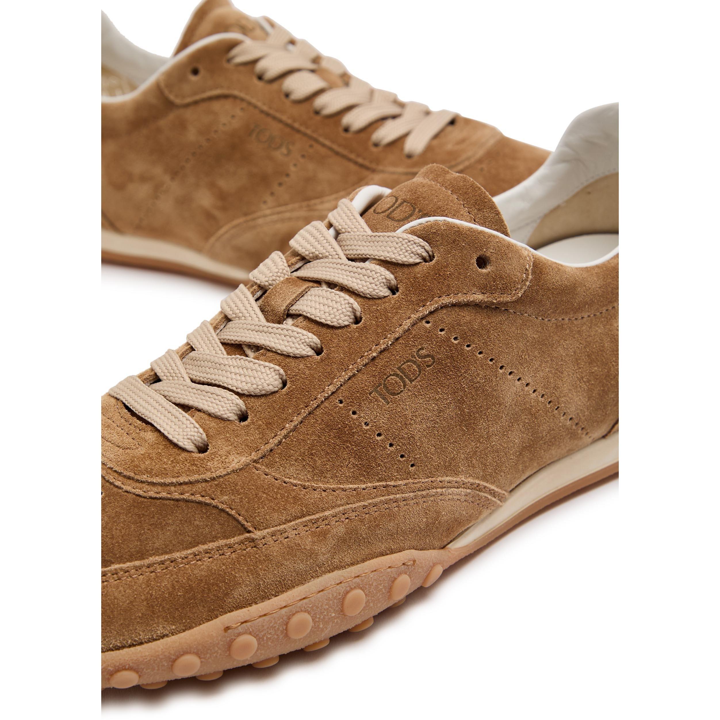 BROWN - Tods - Women's Sportiva Allacciata Suede Low-Top Trainers - 4