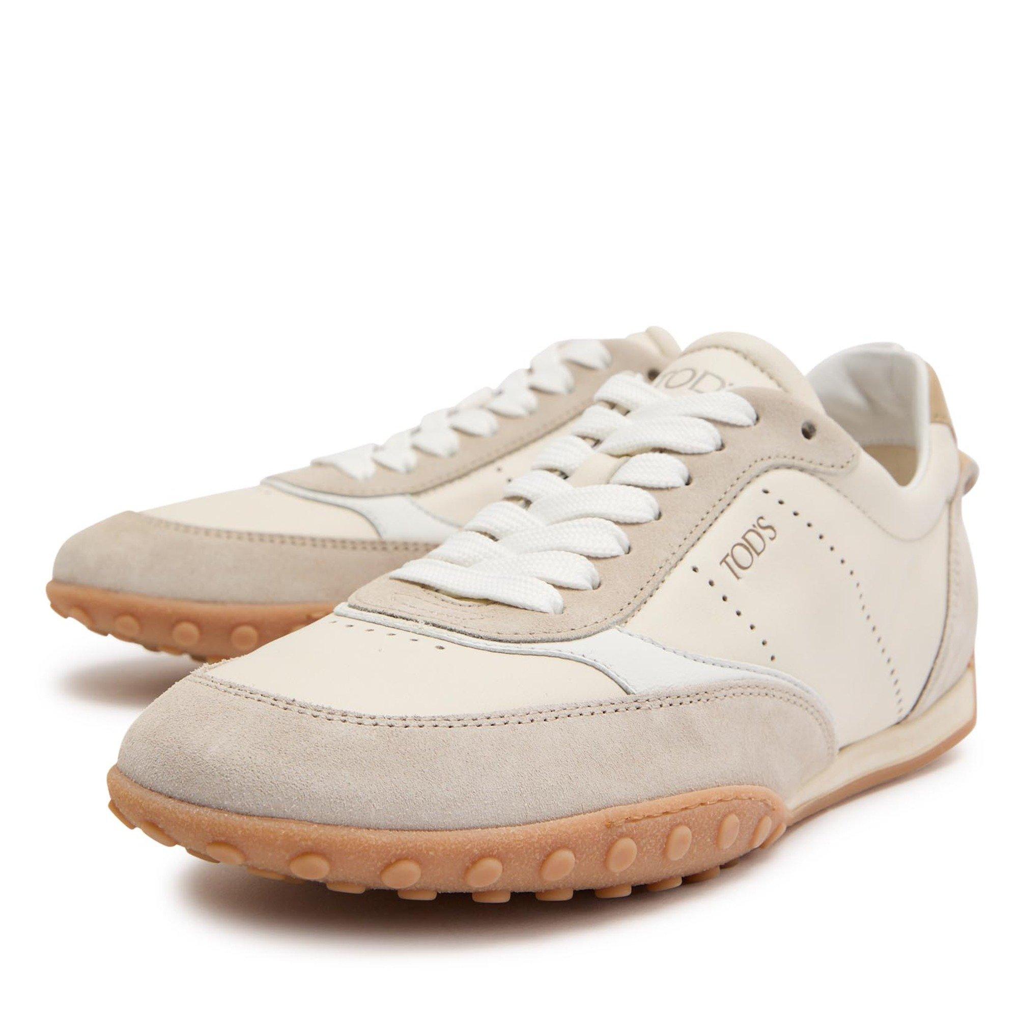 BEIGE - Tods - Women's Sportiva Leather Low-Top Trainers - 3