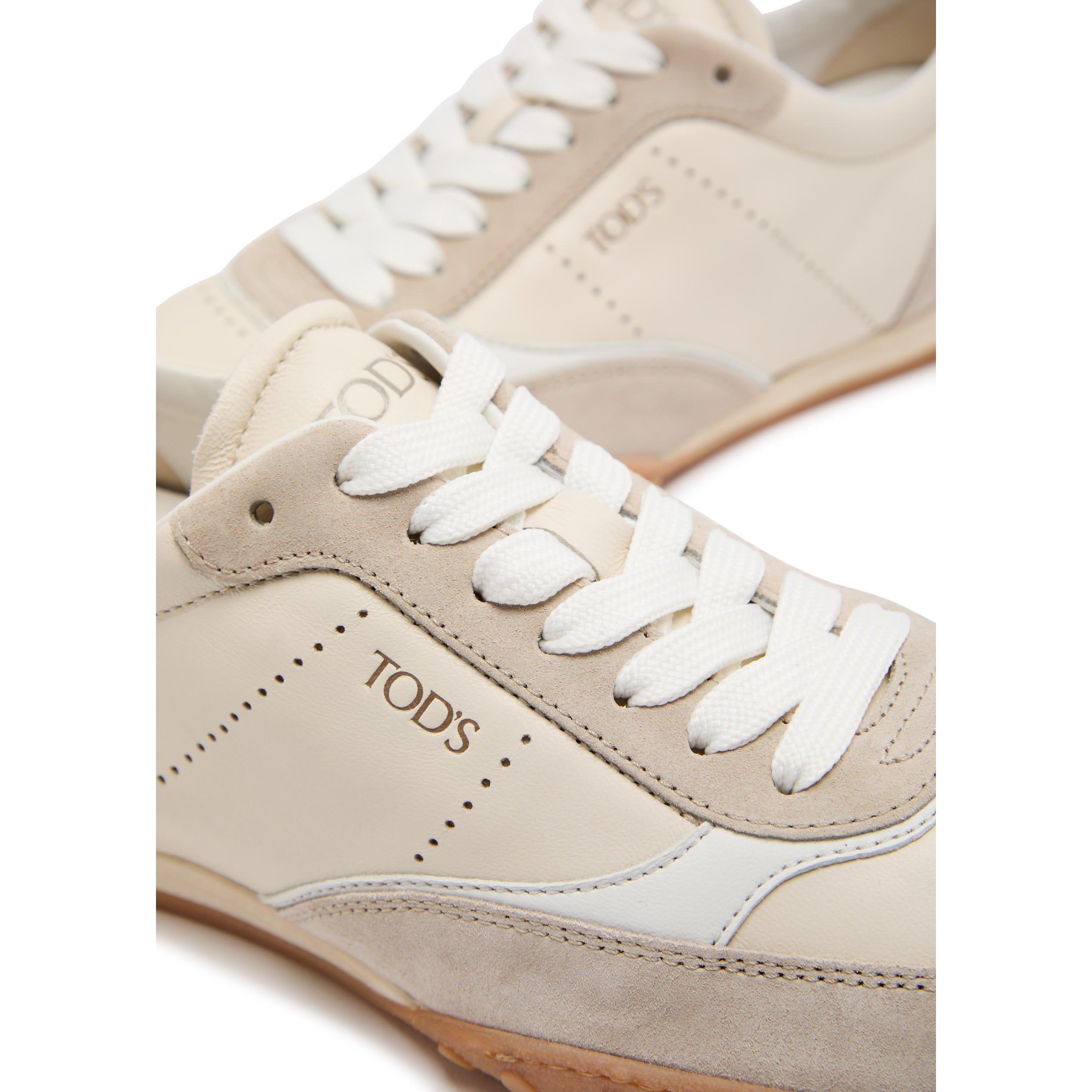 BEIGE - Tods - Women's Sportiva Leather Low-Top Trainers - 4