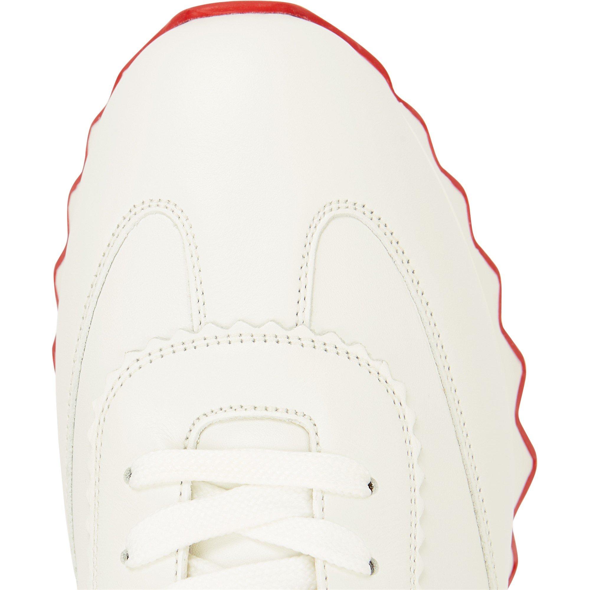 WHITE AND RED - Christian Louboutin - Women's Loubishark Leather Low-Top Trainers - 5