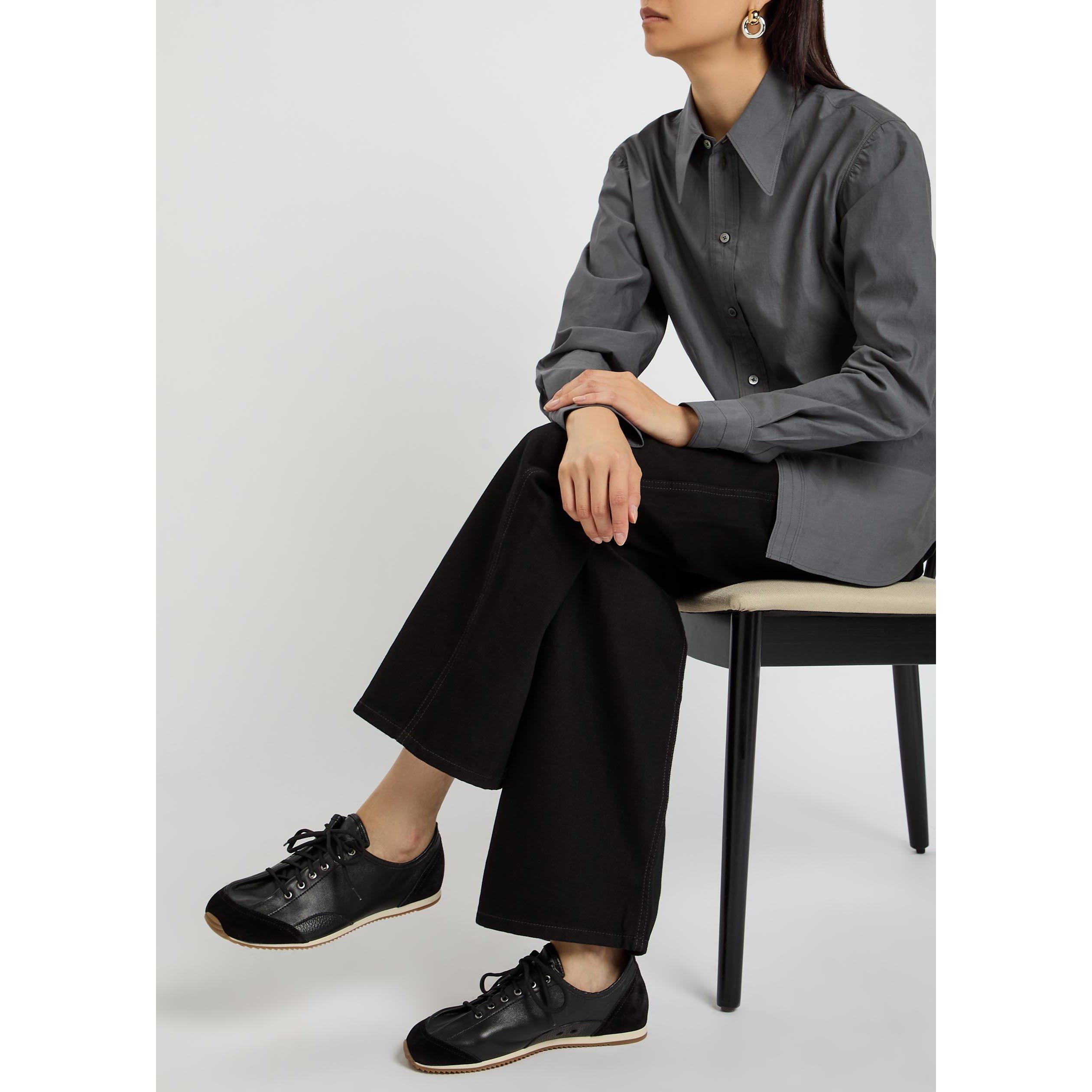 BLACK - Lemaire - Women's Gummy Grip Leather Low-Top Trainers - 3