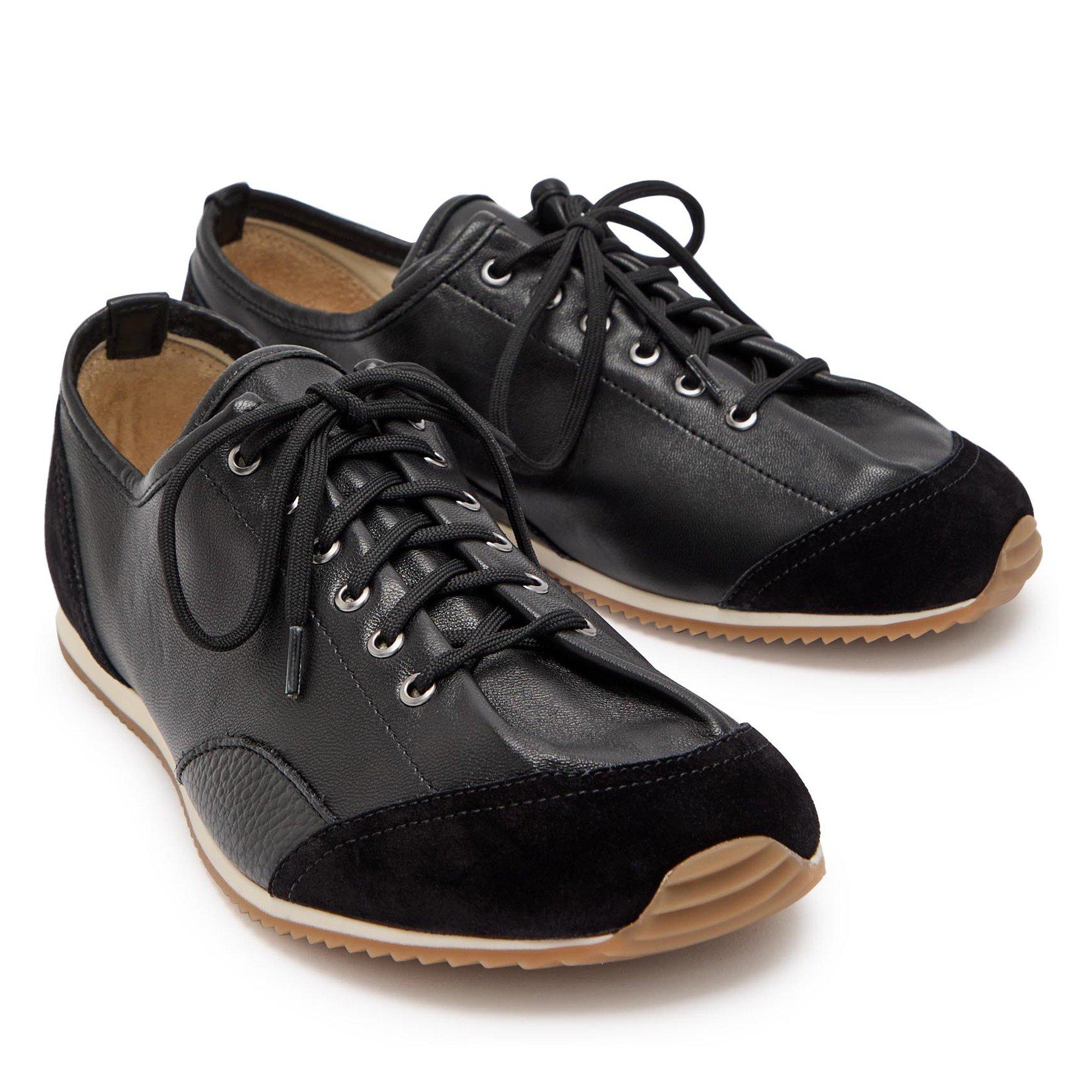BLACK - Lemaire - Women's Gummy Grip Leather Low-Top Trainers - 4