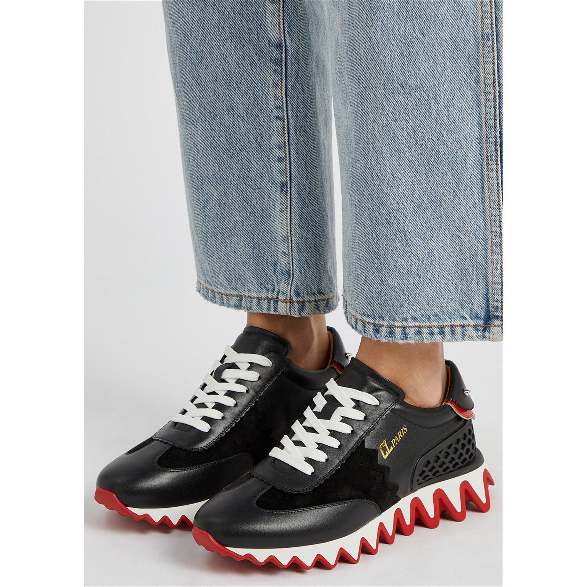 BLACK - Christian Louboutin - Women's Loubishark Leather Chunky Trainers - 3