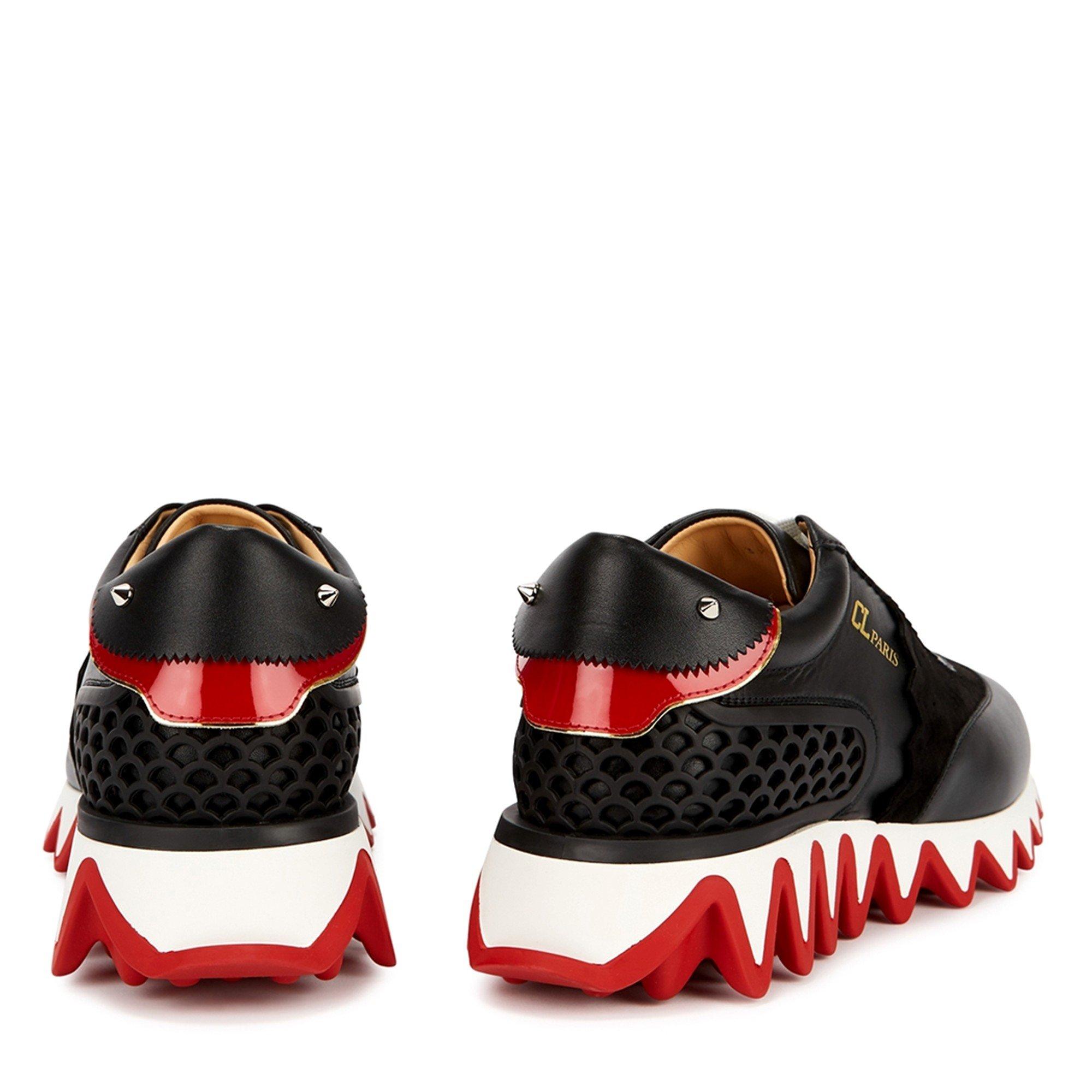 BLACK - Christian Louboutin - Women's Loubishark Leather Chunky Trainers - 4