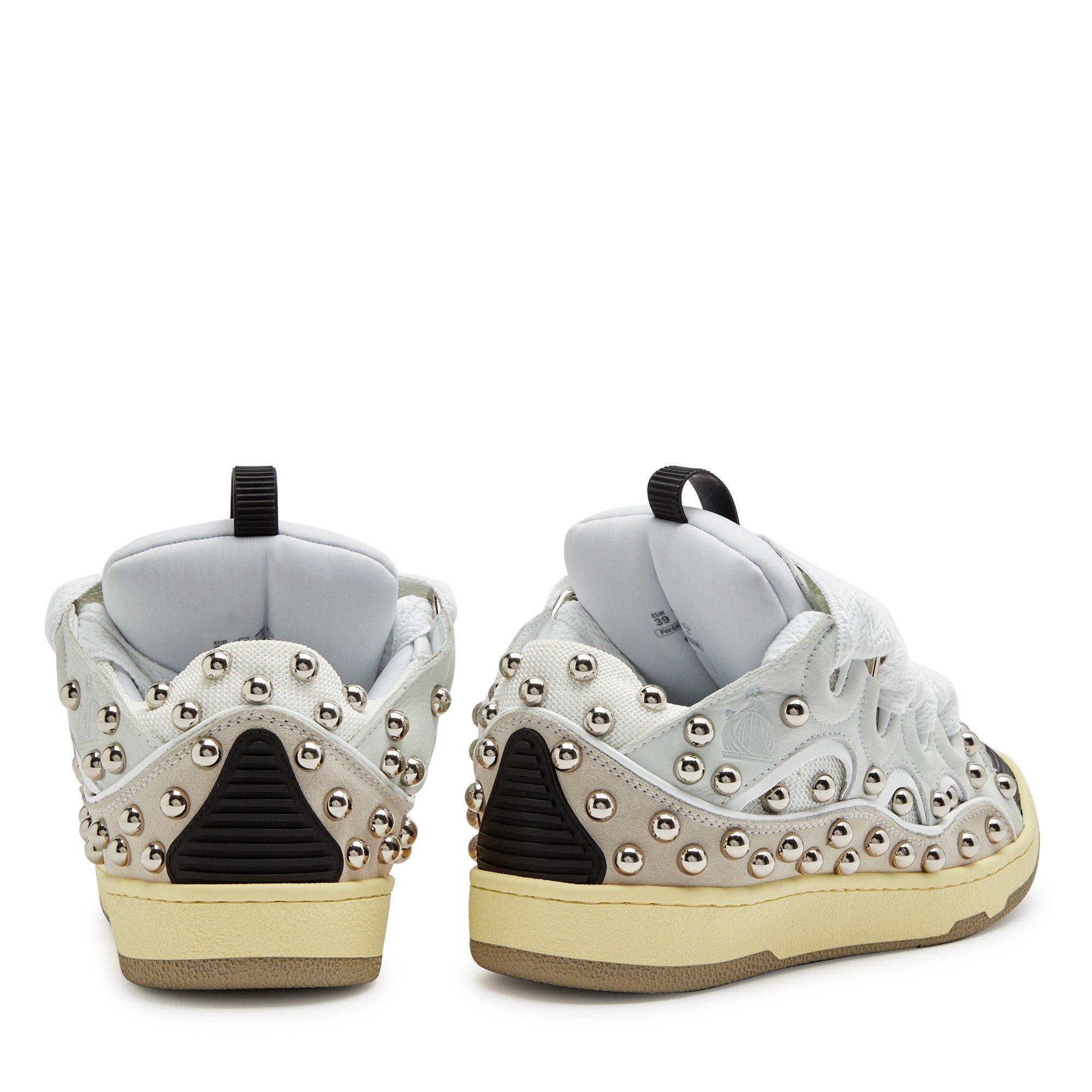 WHITE - Lanvin - CURB STUD SNEAKER - 4