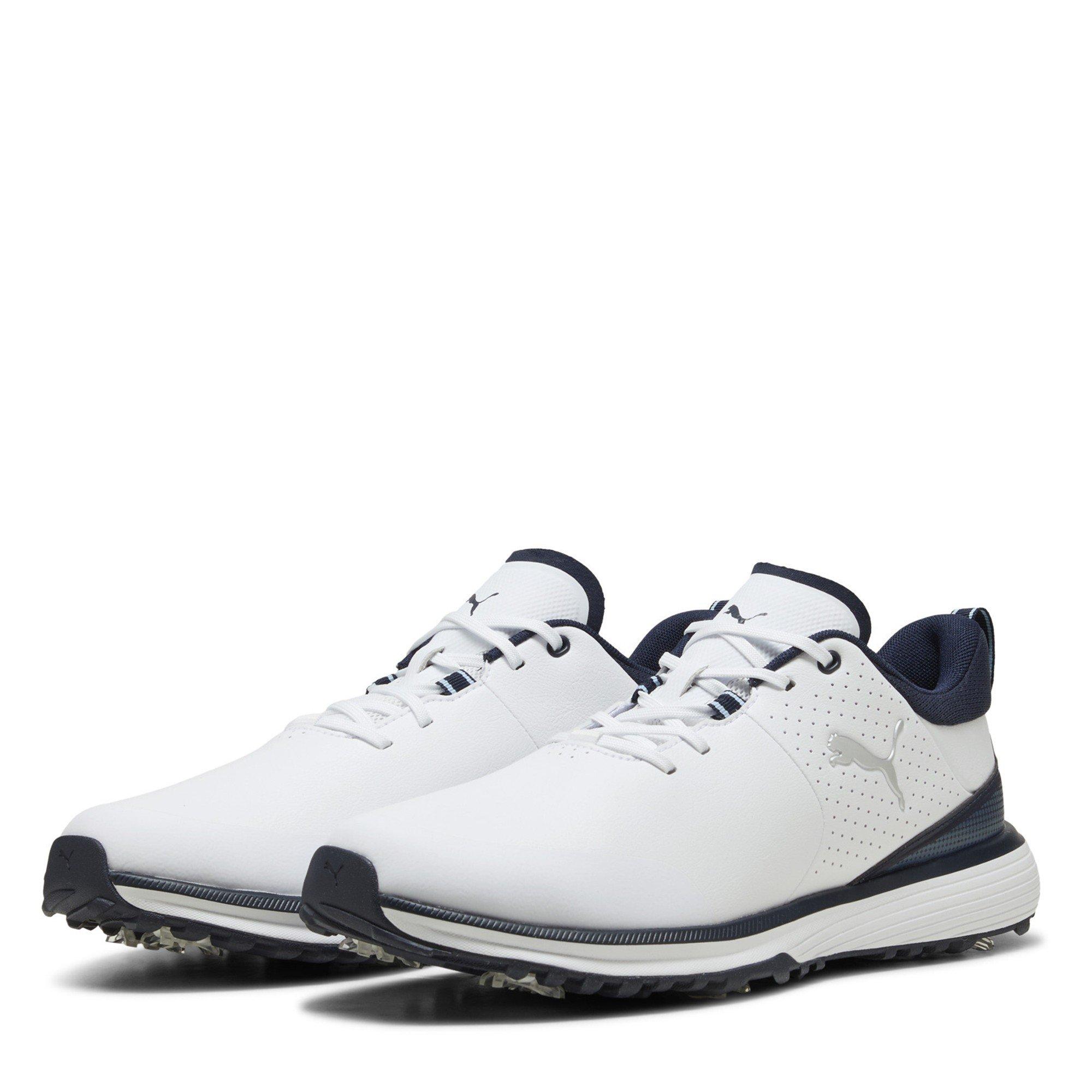 Puma Men's Fusion Grip St Spiked Golf Shoes - White- Silver - 9.5 (44)