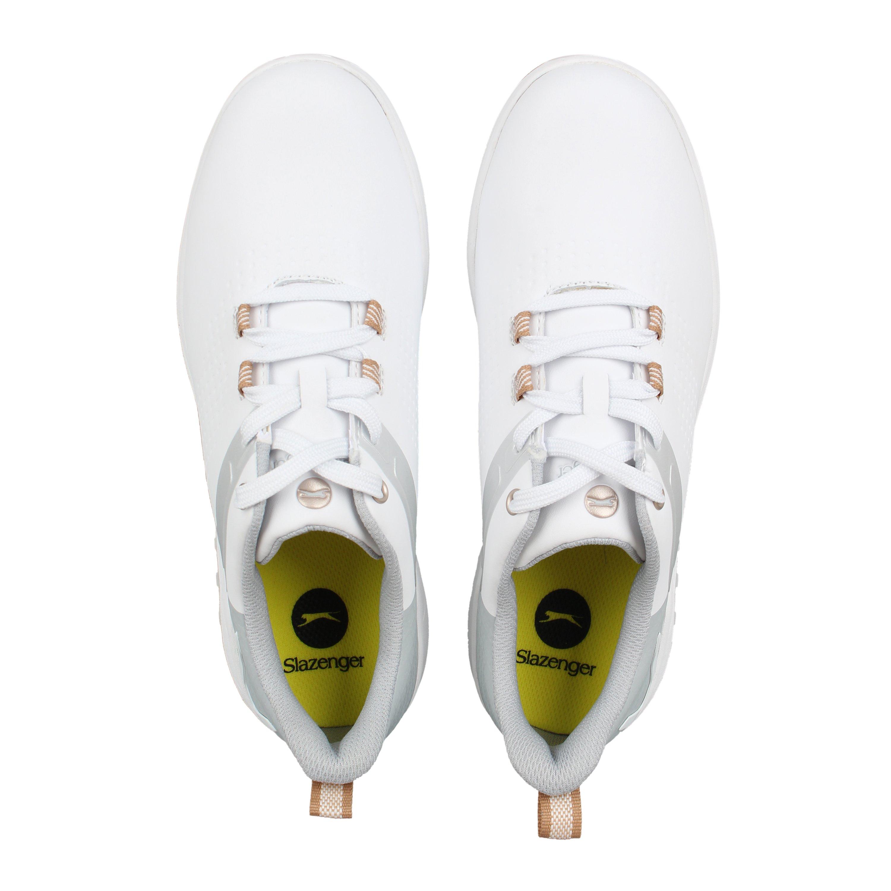 Weiß/Grau/R Gld - Slazenger - V Series Spiked Golf Shoes Womens - 6