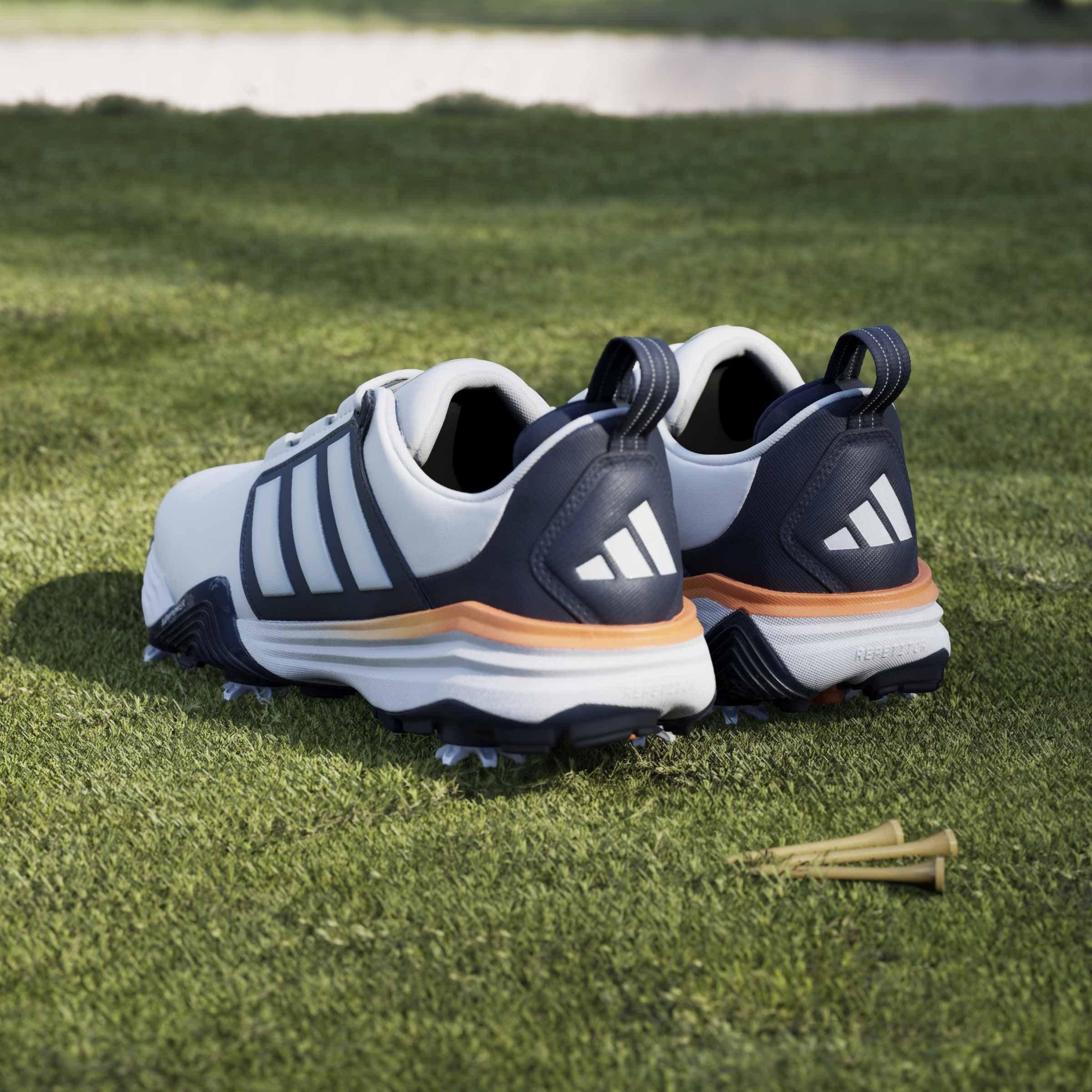  Ftwrwhite/Navy - adidas - Men's Spiked Golf Shoes - 13