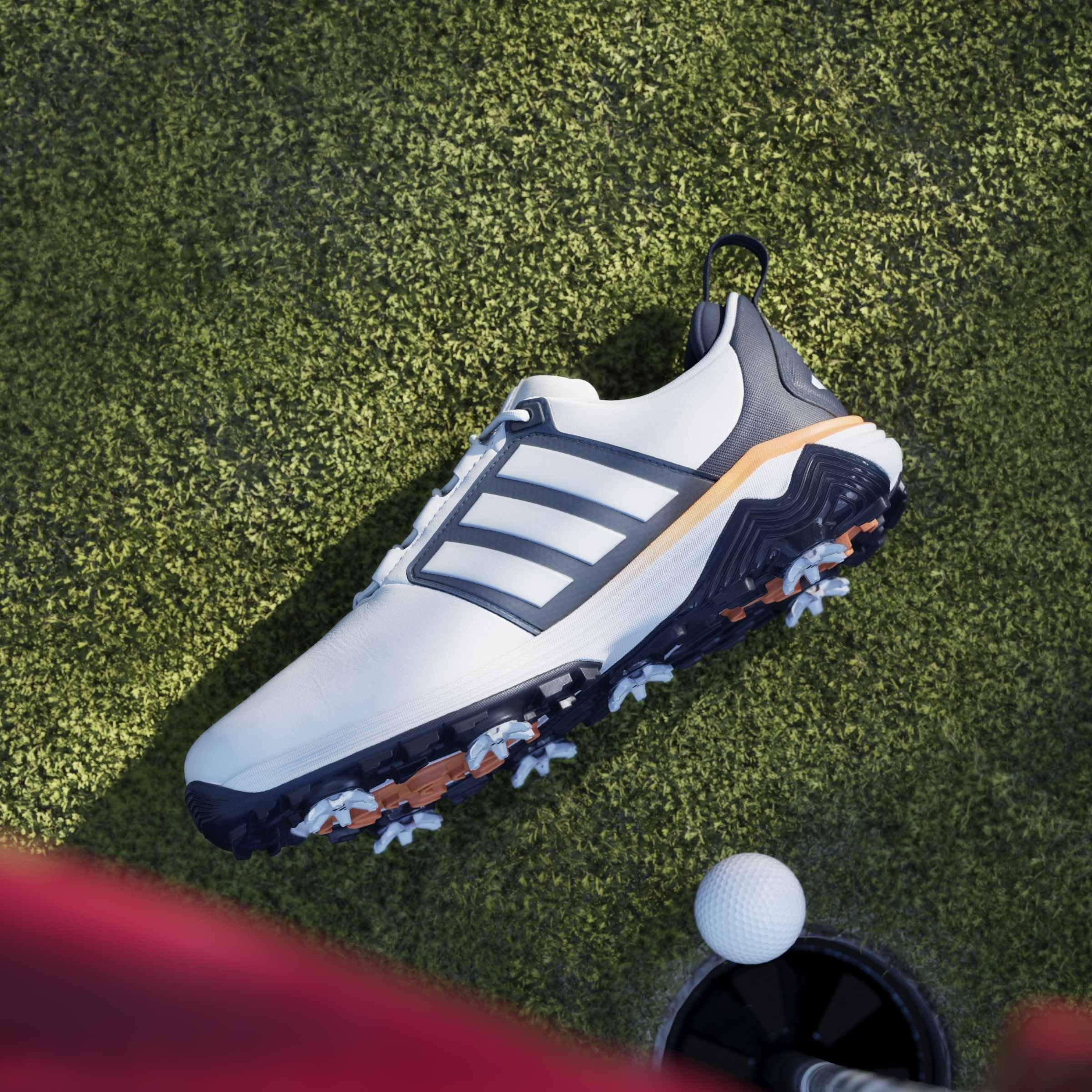  Ftwrwhite/Navy - adidas - Men's Spiked Golf Shoes - 14