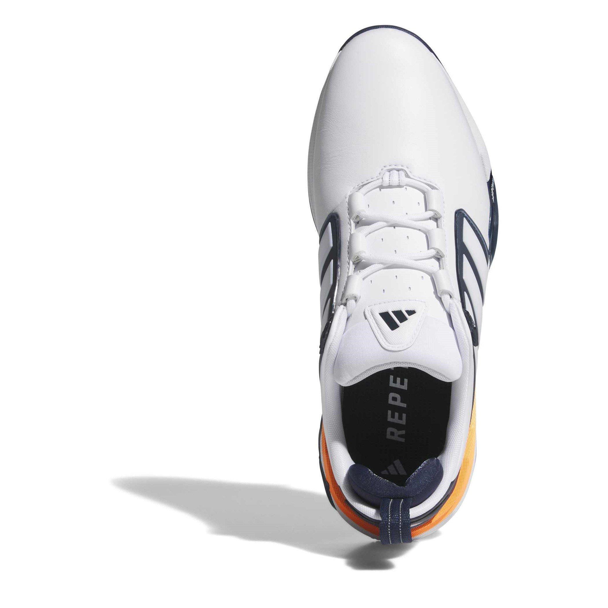  Ftwrwhite/Navy - adidas - Men's Spiked Golf Shoes - 5