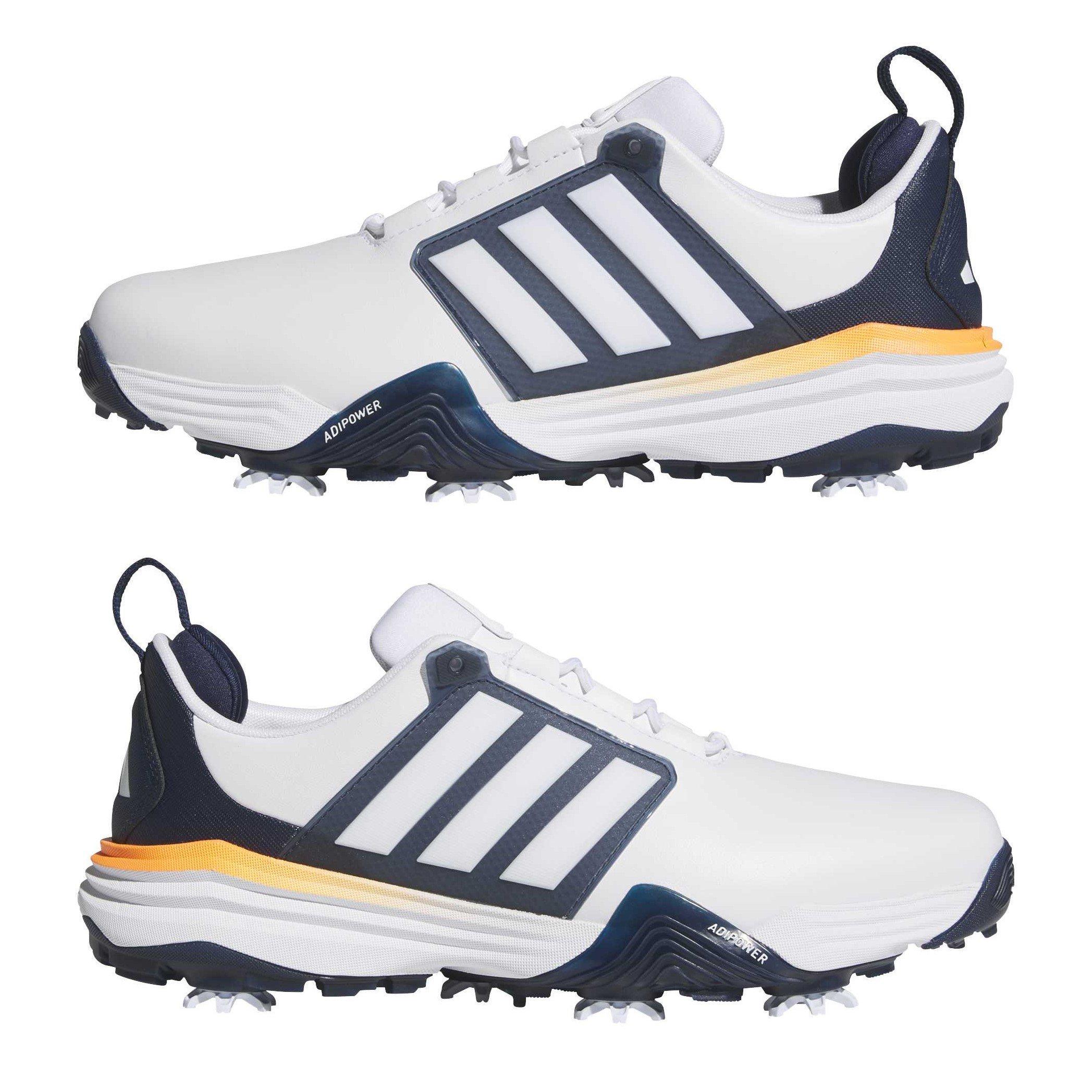  Ftwrwhite/Navy - adidas - Men's Spiked Golf Shoes - 9