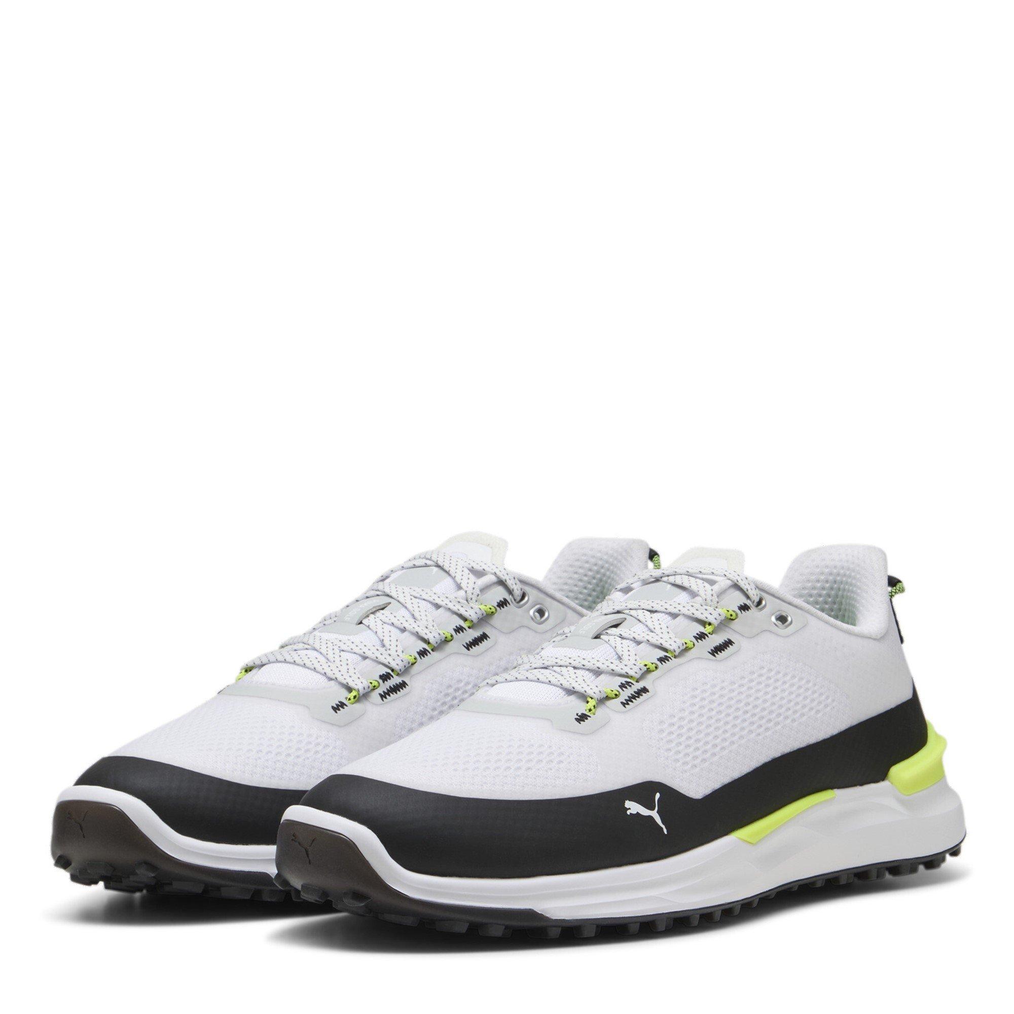 Puma Men's Ignite Elevate Spikeless Golf Shoes - Wht/Blk/Ylw - 10 (44.5)