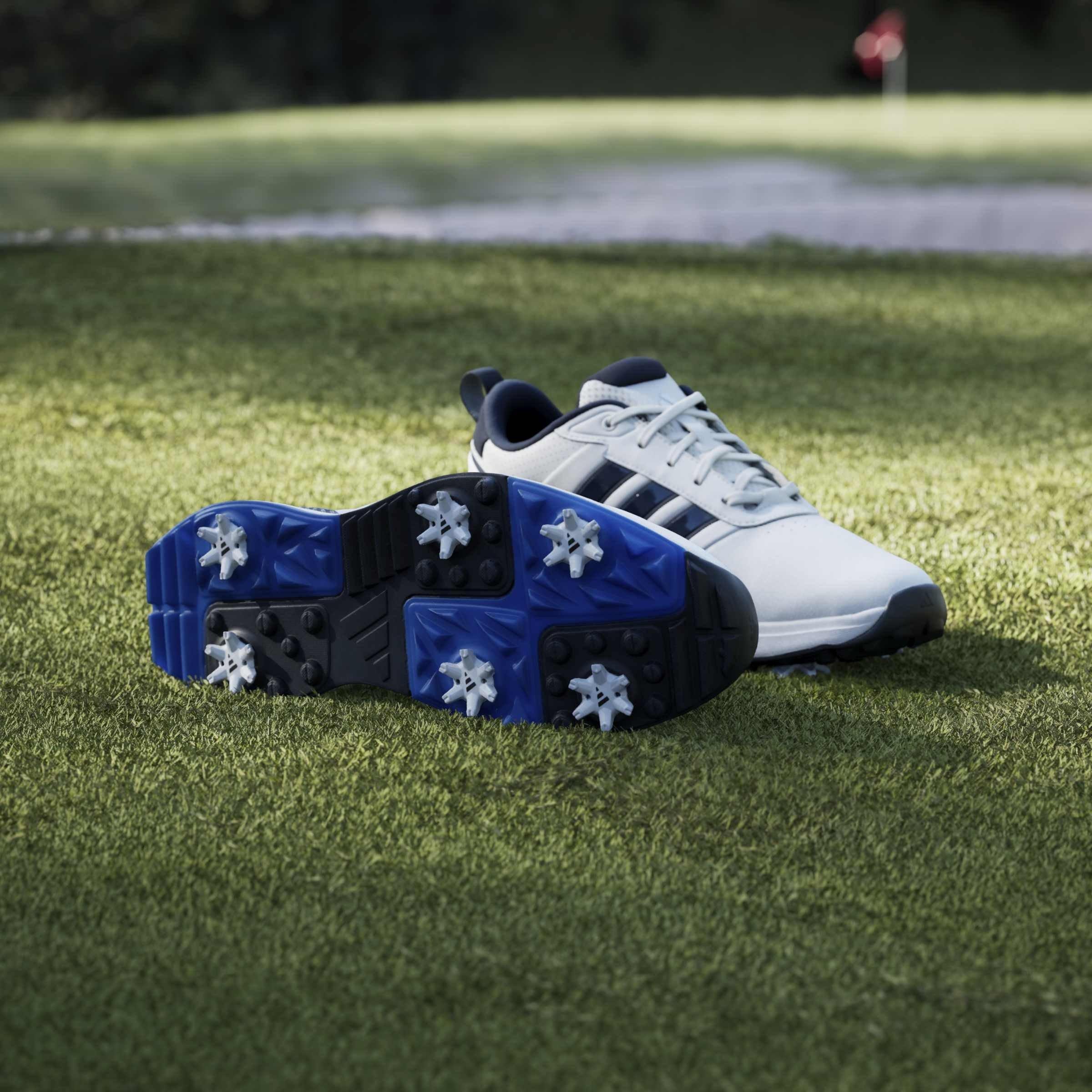  Ftwrwhite/Navy - adidas - Men's Spiked Golf Shoes - 11