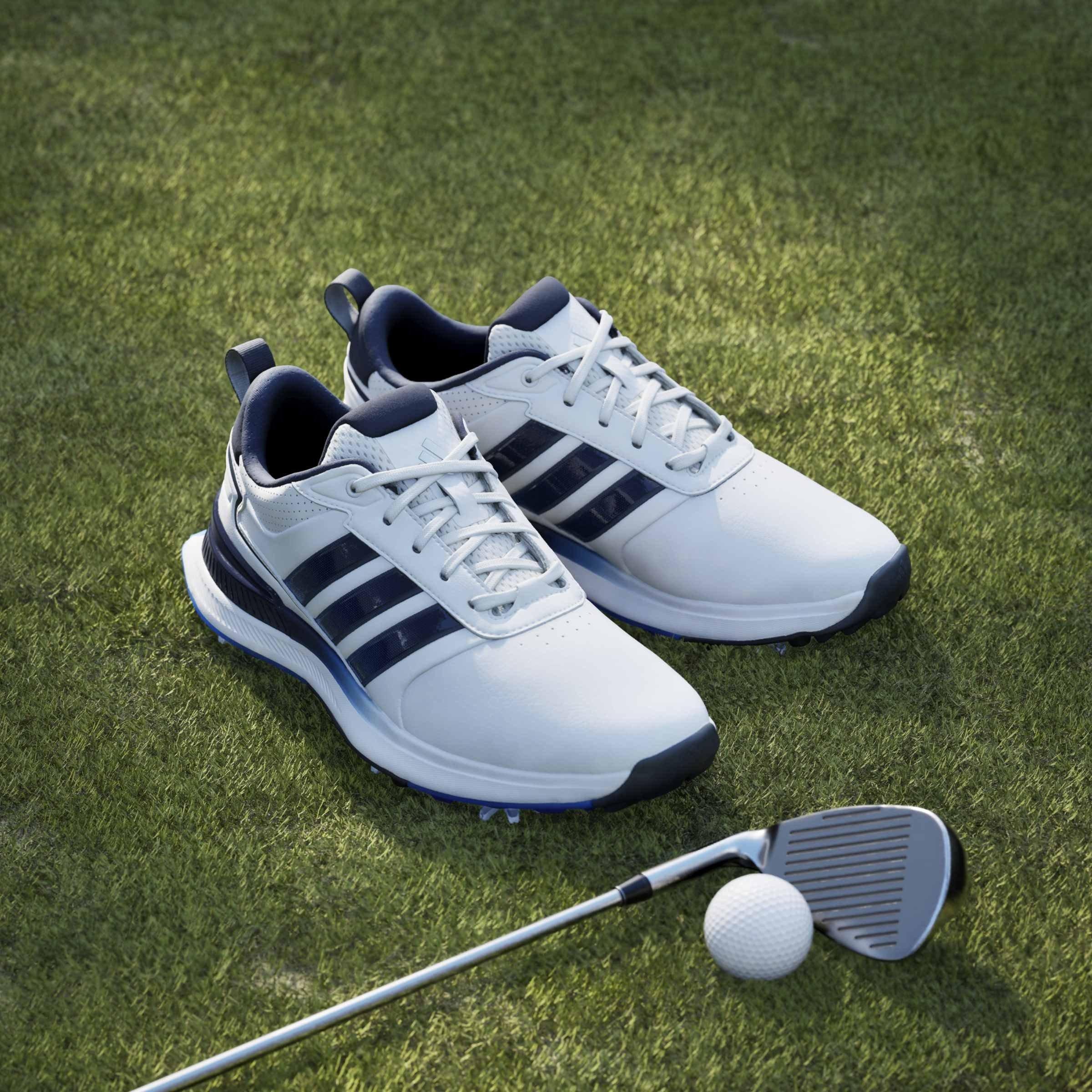  Ftwrwhite/Navy - adidas - Men's Spiked Golf Shoes - 12