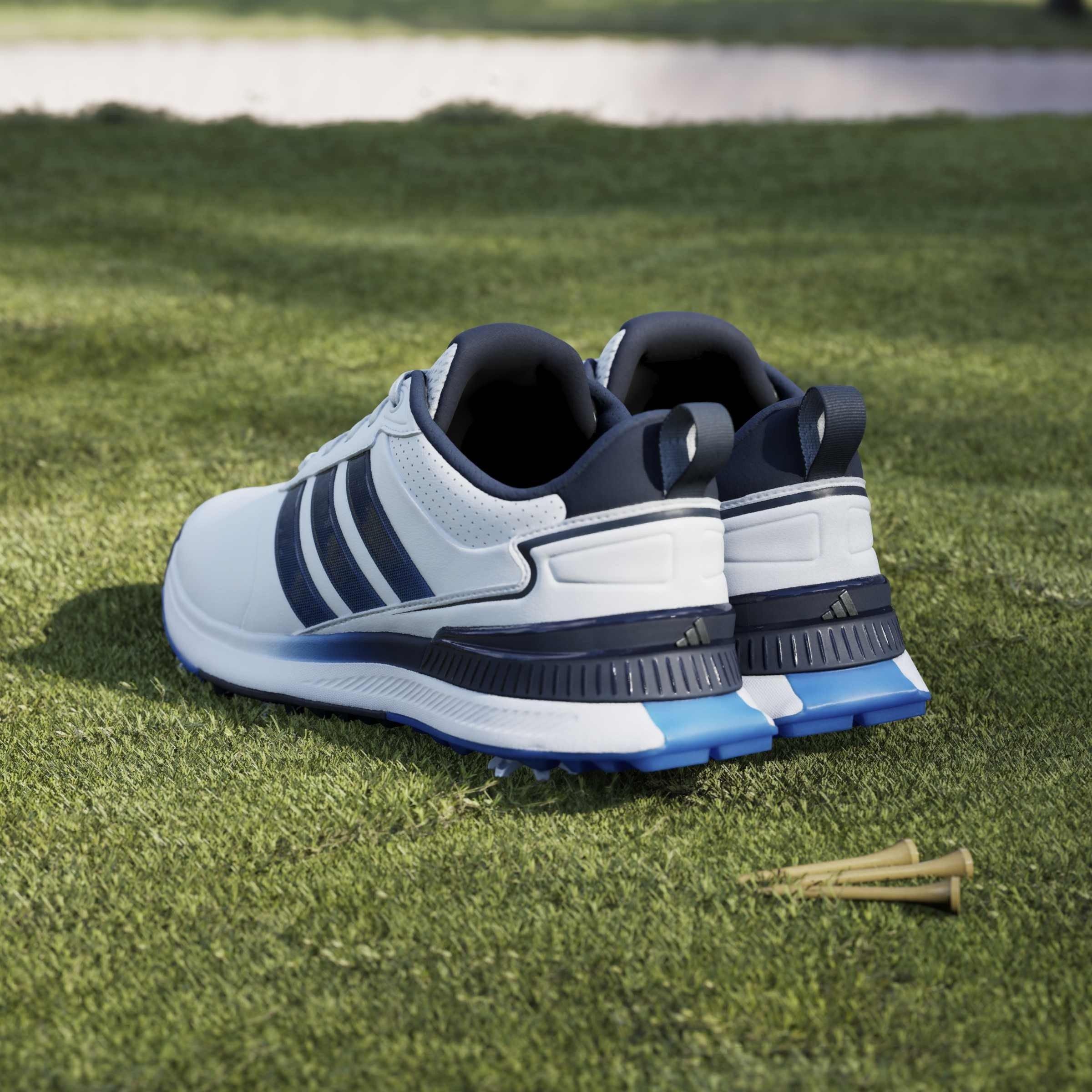  Ftwrwhite/Navy - adidas - Men's Spiked Golf Shoes - 13