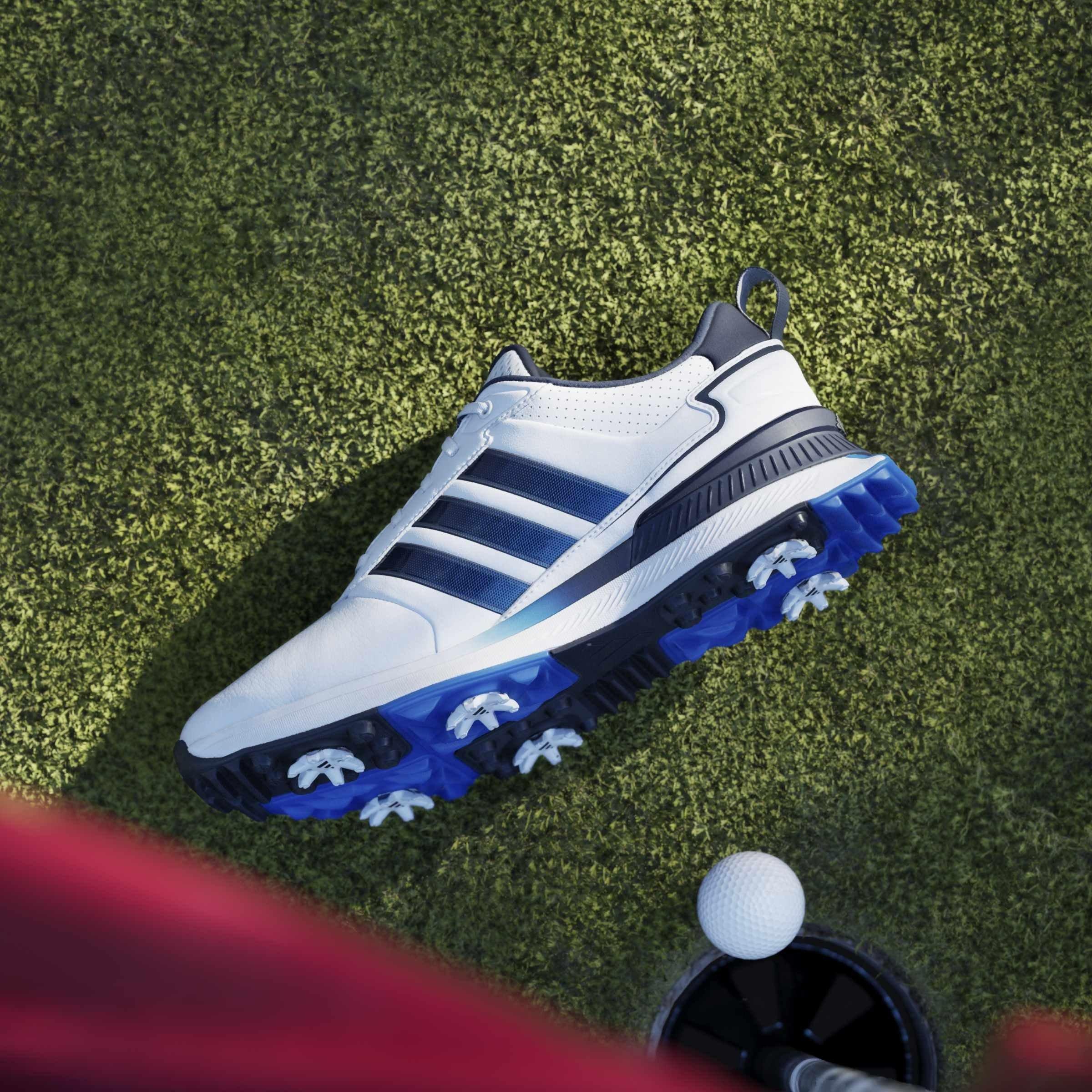  Ftwrwhite/Navy - adidas - Men's Spiked Golf Shoes - 14