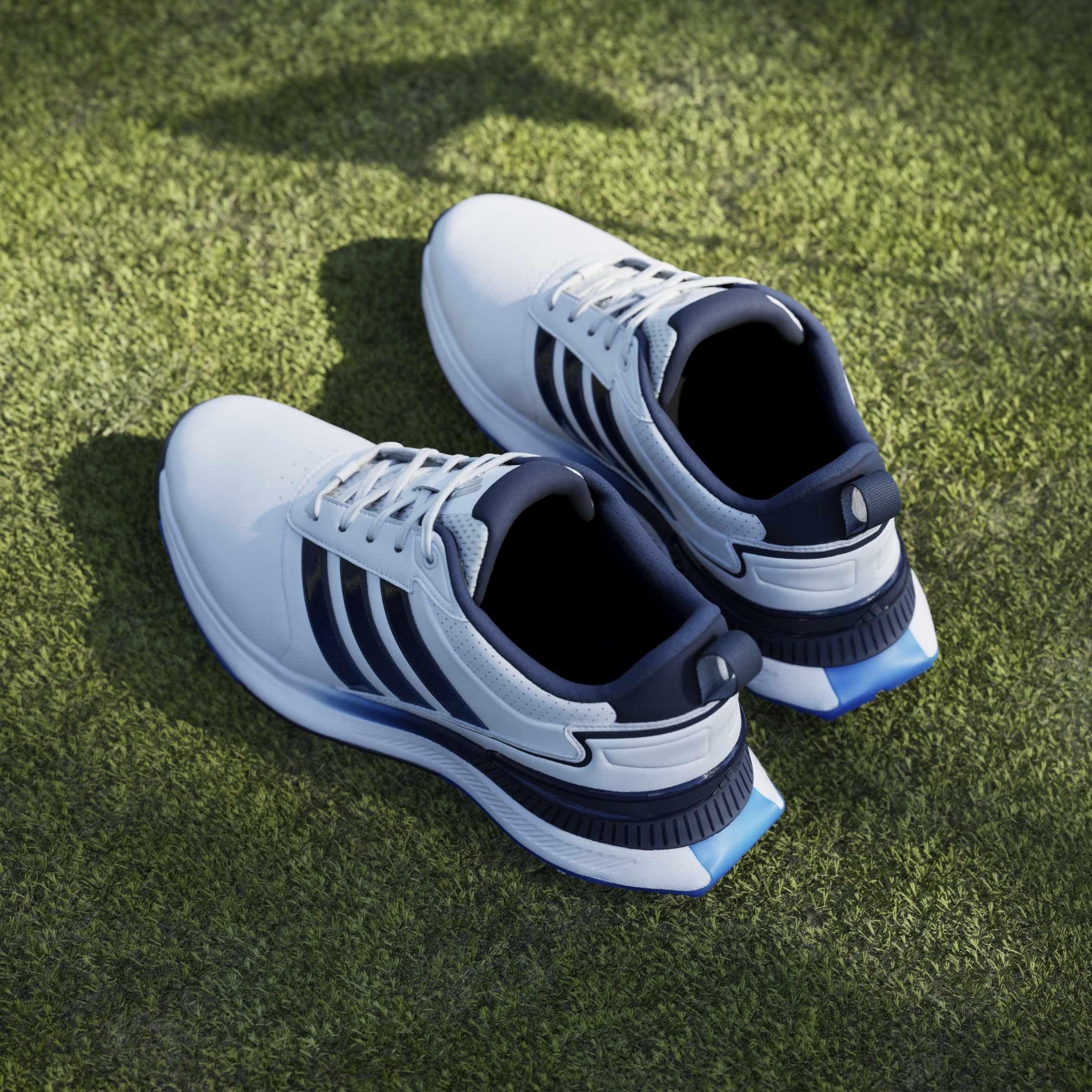  Ftwrwhite/Navy - adidas - Men's Spiked Golf Shoes - 15