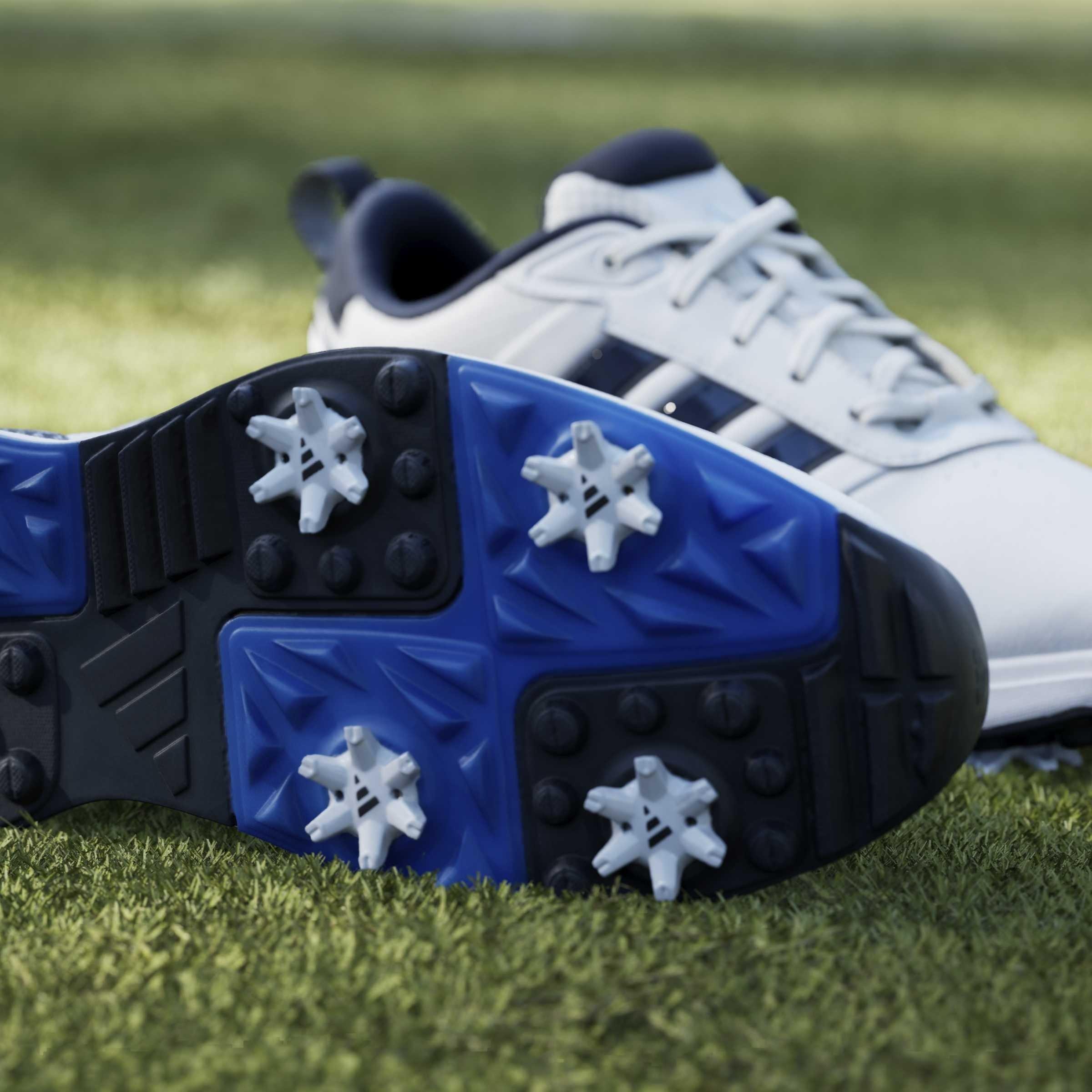  Ftwrwhite/Navy - adidas - Men's Spiked Golf Shoes - 16