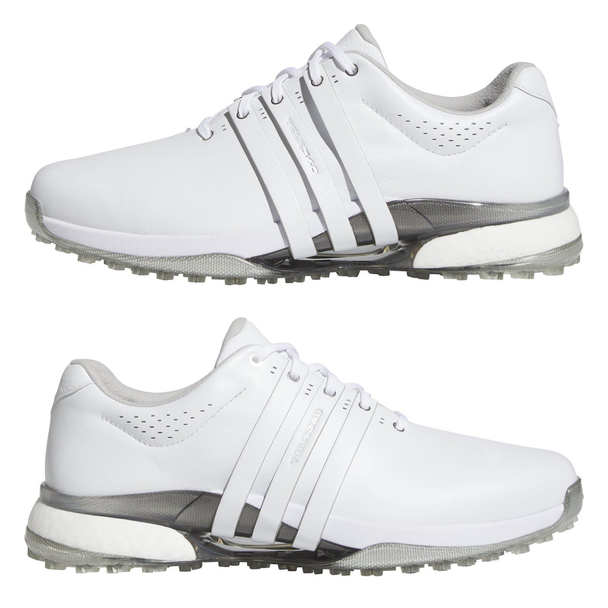 Bianco/Argento - adidas - Tour360 25 Wide Spikeless Golf Shoes Mens - 9