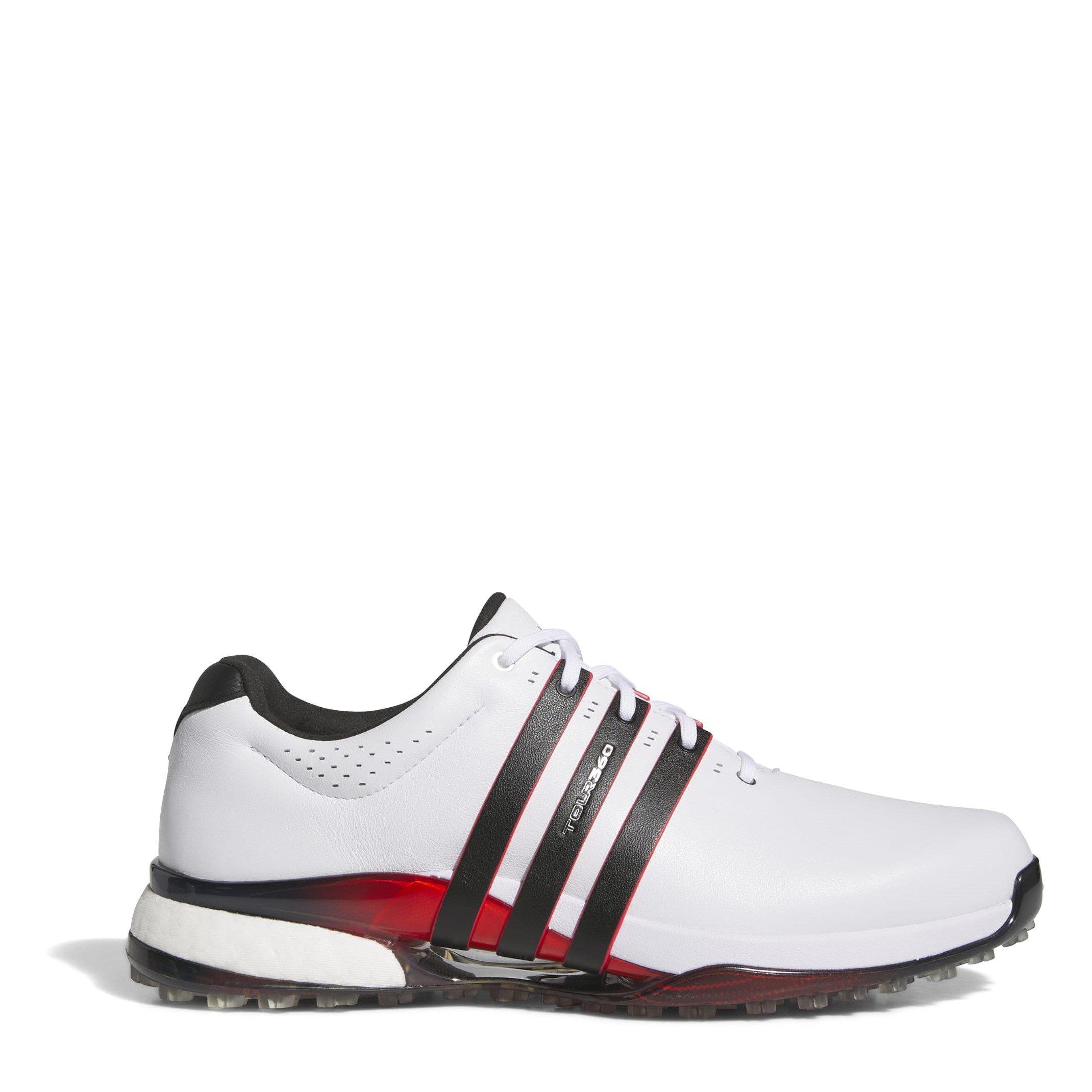 Adidas Men's Tour360 25 Wide Spikeless Golf Shoes - Wht/Blk/Rd - 9 (43.3)