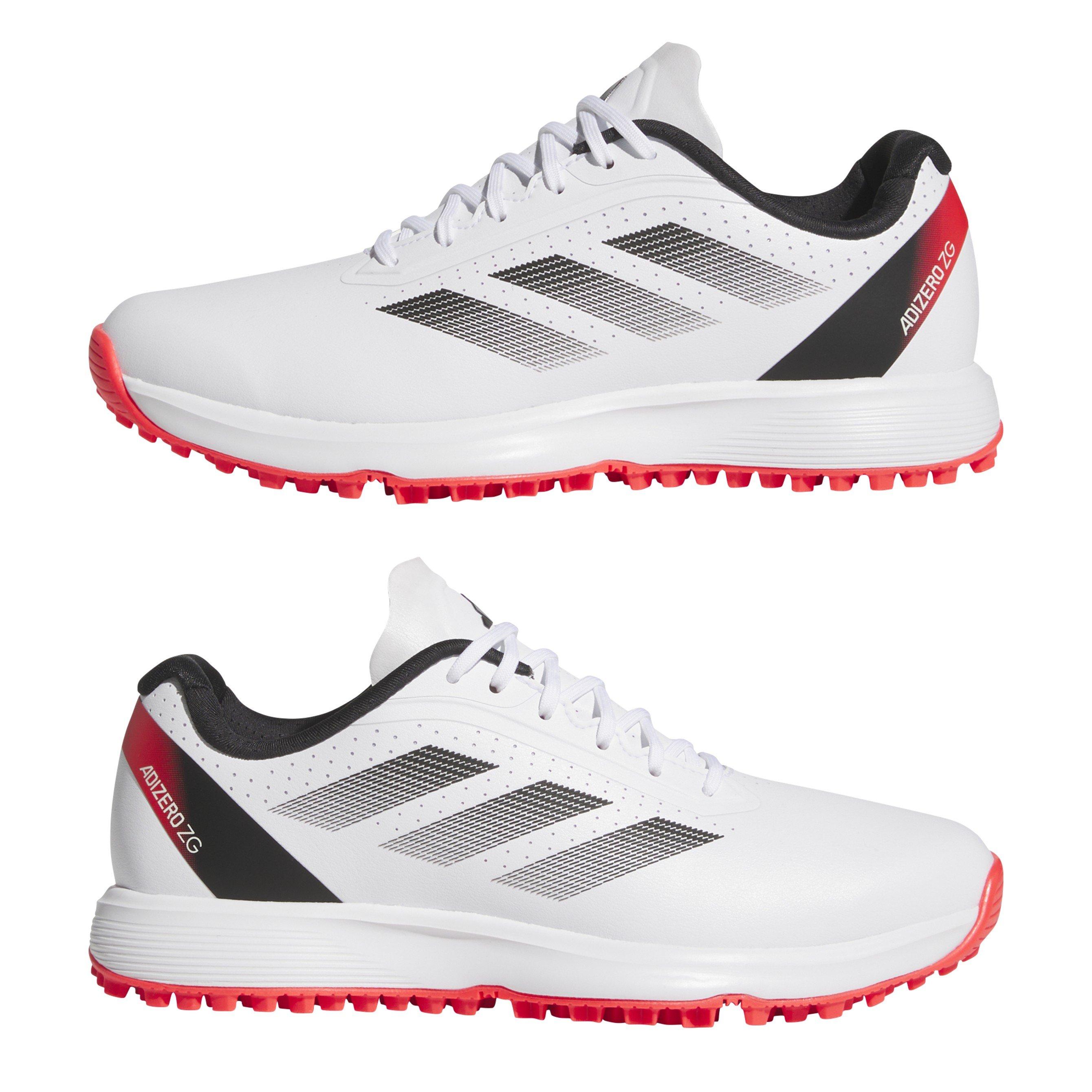 FWht/LRed/CBlk - adidas - Unisex Kids Jr Adizero Zg Spikeless Golf Shoes - 9