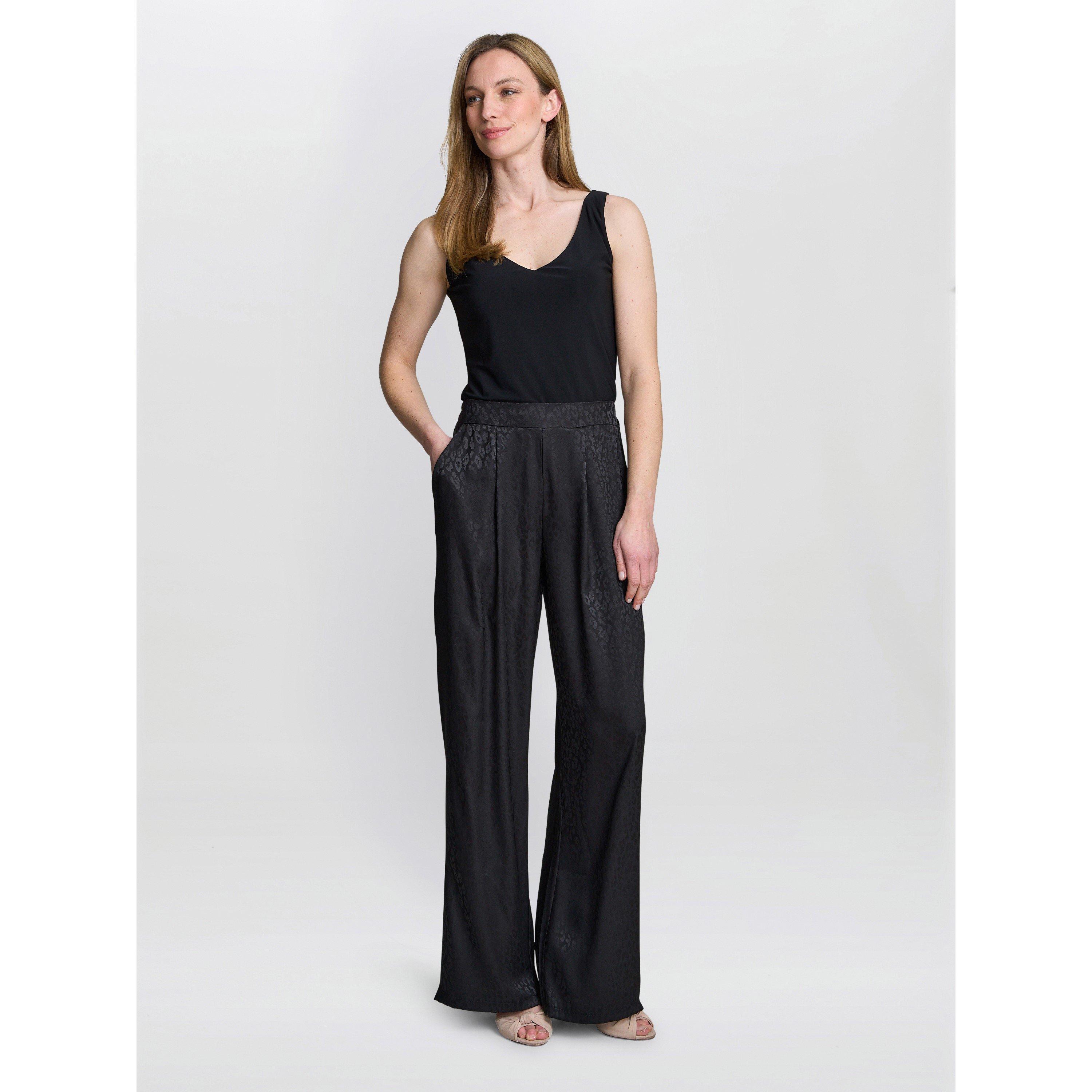Gina Bacconi Women's Sabine Satin Jacquard Pull On Trouser - Black - M
